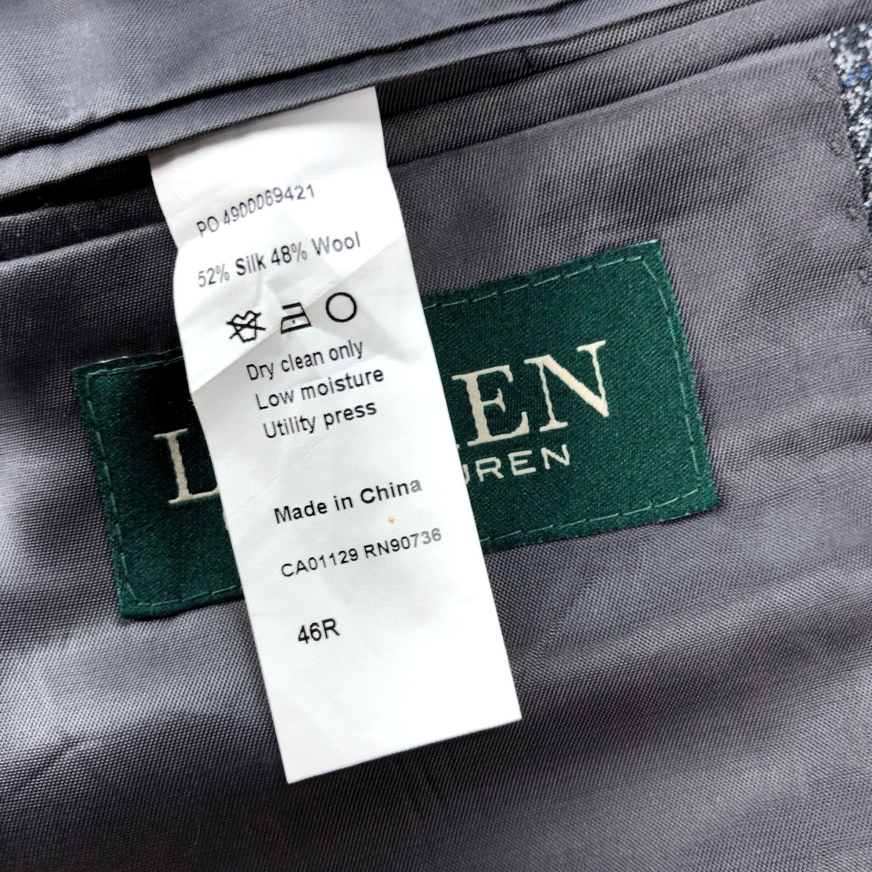 Ralph Lauren Ralph Lauren Blazer 46R Gray Glen Check Plaid 2 Button Silk Wool Jacket Single-Breasted Mens Regular Notch Lined Dry Clean Only Vintage: No Size 46R - 5 Thumbnail