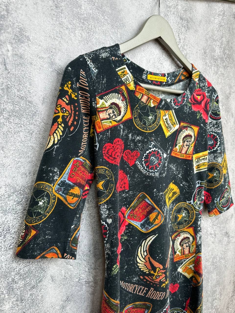 Alice + Olivia Alice + Olivia Motorcycle Rodeo Print Dress Biker Graphic Size S / US 4 / IT 40 - 3 Thumbnail