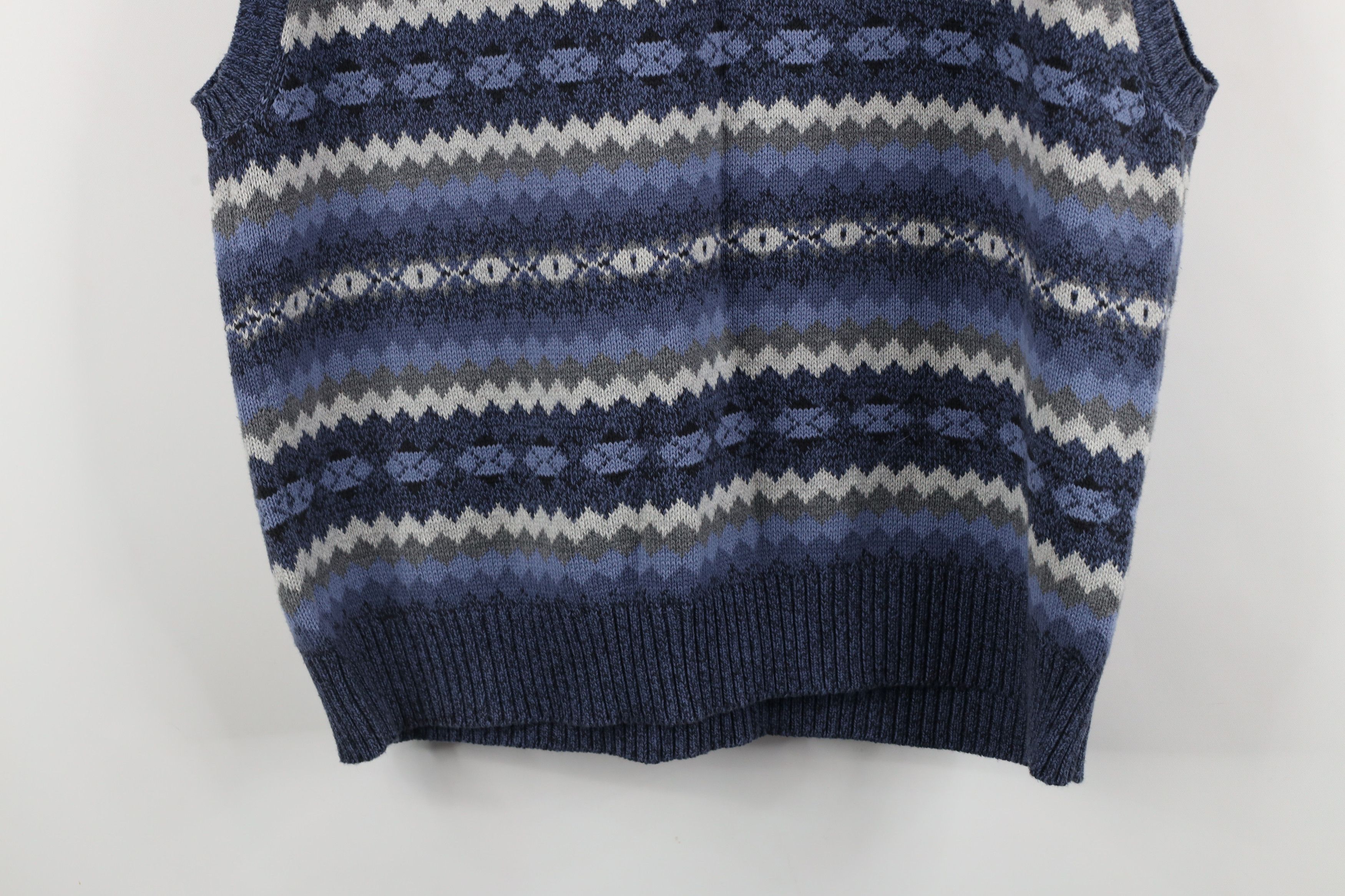 Vintage Vintage 90s Streetwear Cotton Knit V-Neck Sweater Vest Blue Size US XL / EU 56 / 4 - 7 Thumbnail
