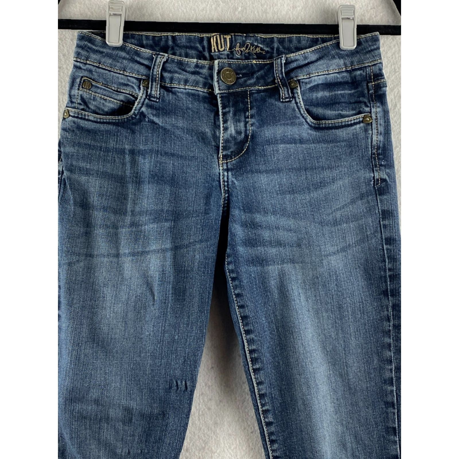 Vintage Kut from the Kloth Jeans Womens 4 Blue Mid Rise Distressed Denim Pockets Dark Size 27" / US 4 / IT 40 - 2 Thumbnail