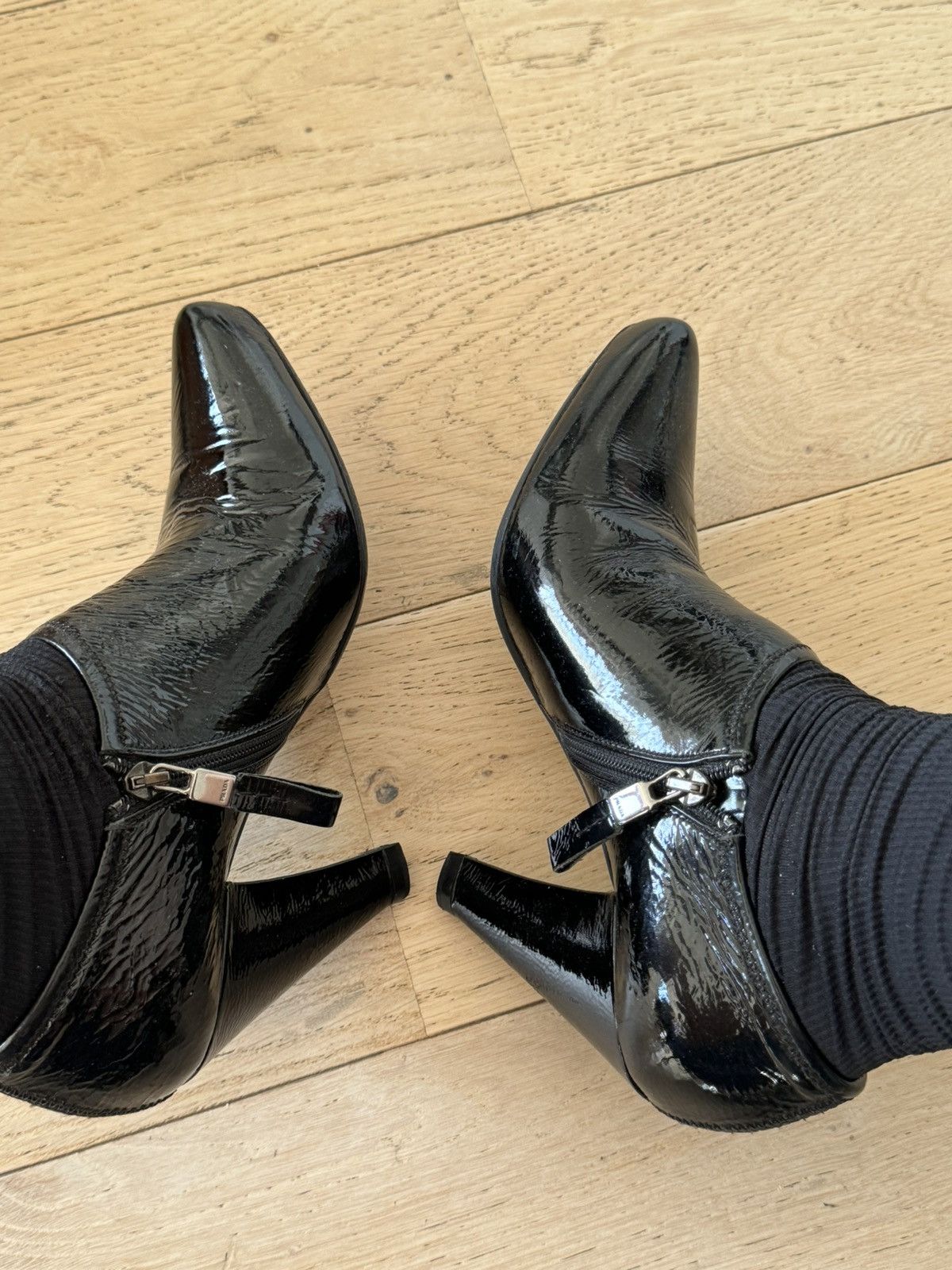 Prada Patent leather high heeled ankle boots Size US 7.5 / IT 37.5 - 18 Thumbnail