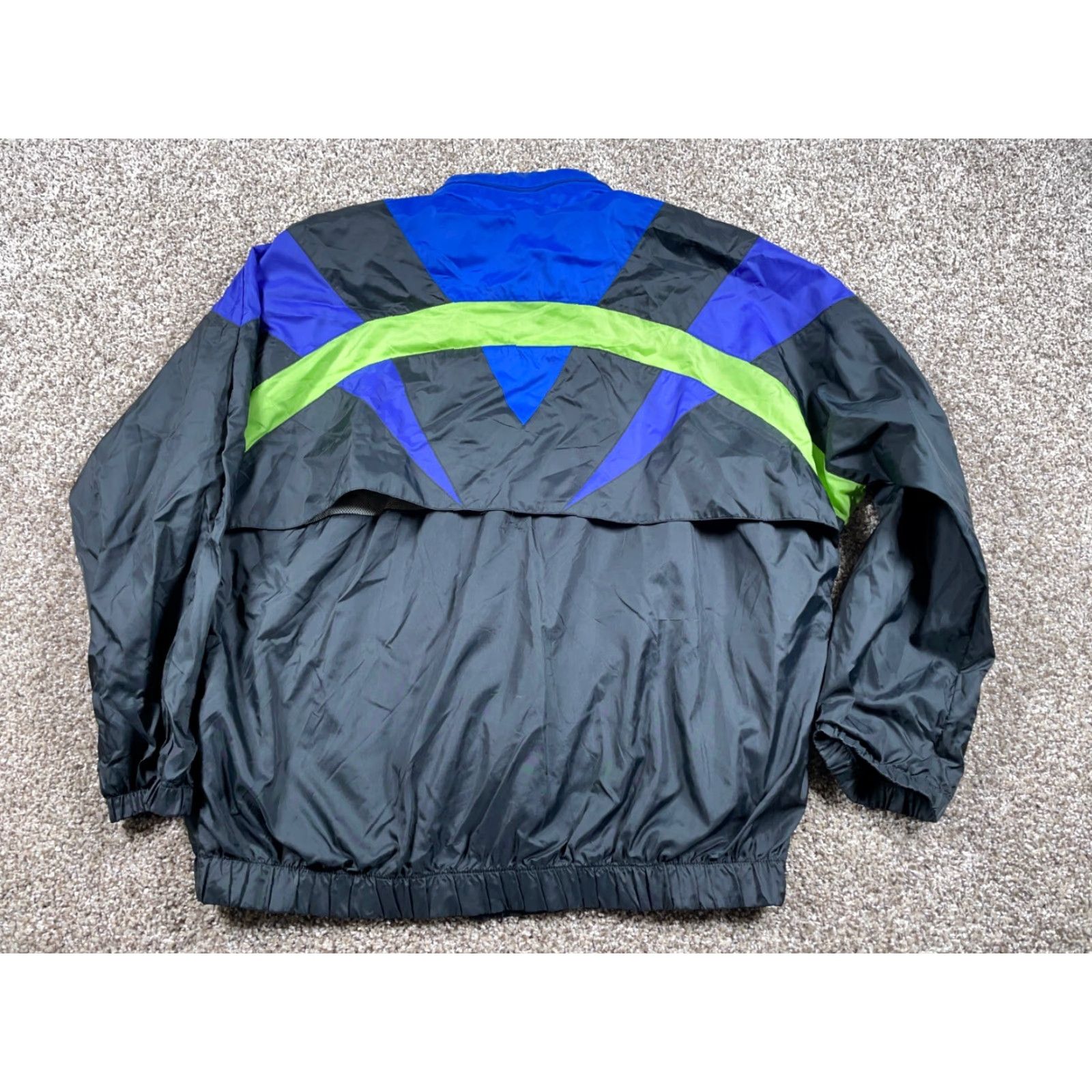 Adidas VINTAGE 80s adidas Windbreaker Jacket Adult XL Black Neon Green Trefoil Mens Size US XL / EU 56 / 4 - 3 Thumbnail