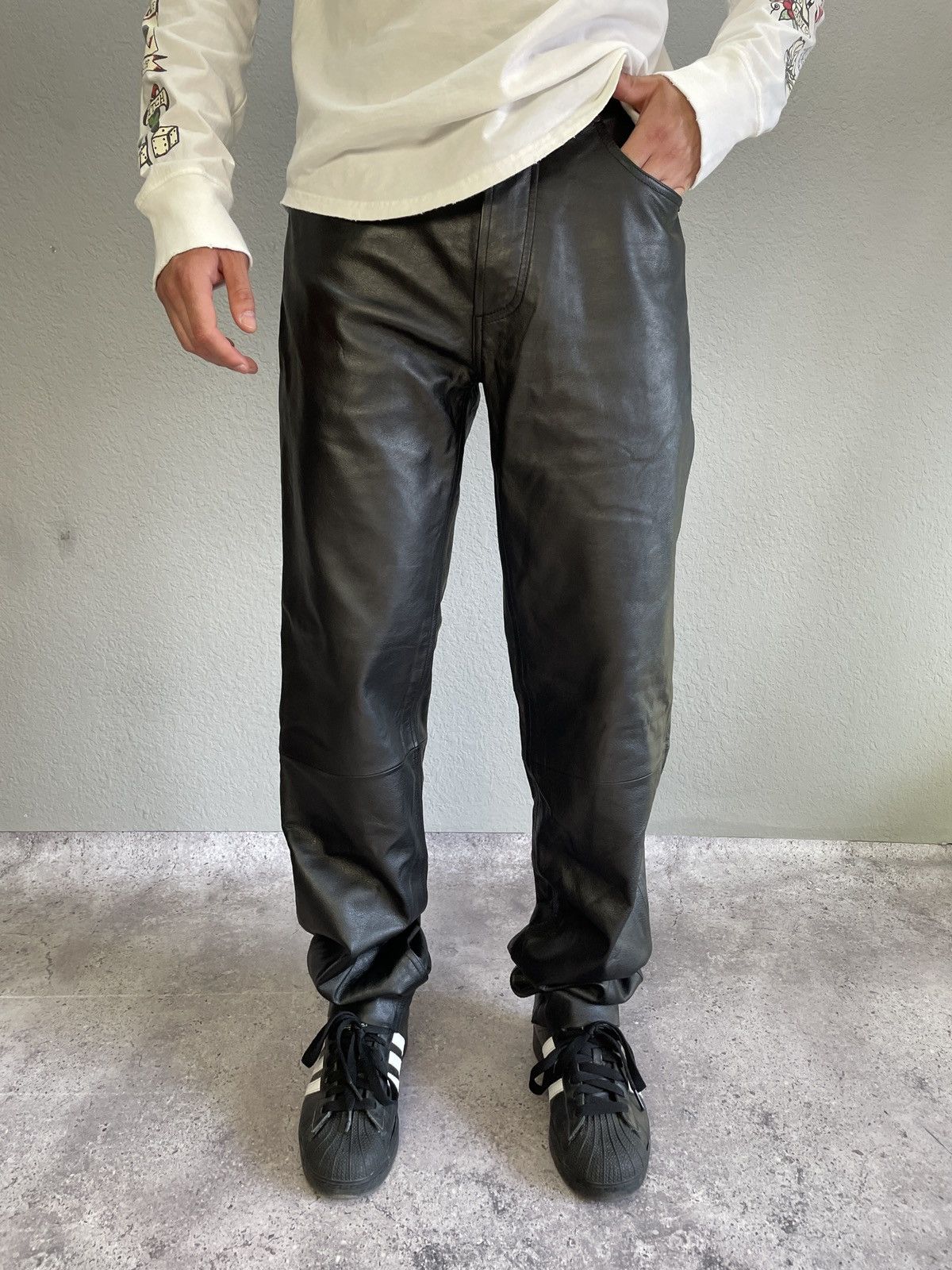Vintage Vintage Like Harley Davidson Style Motto Leather Pants Size US 31 - 1 Thumbnail