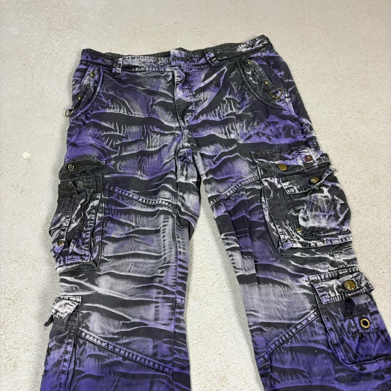 Japanese Brand × Vintage Unique purple & black upcycled skeleton cargo pants Size US 34 / EU 50 - 3 Thumbnail