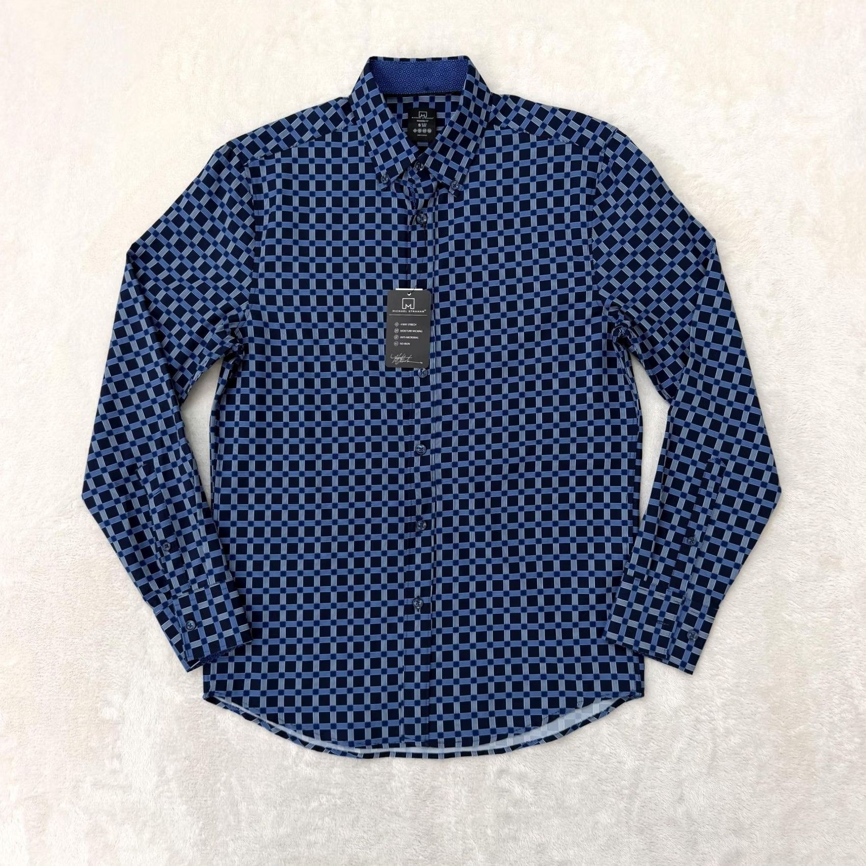 Vintage Michael Strahan Shirt Mens Small Blue Check Stretch Button Up Non Iron Size US S / EU 44-46 / 1 - 2 Thumbnail