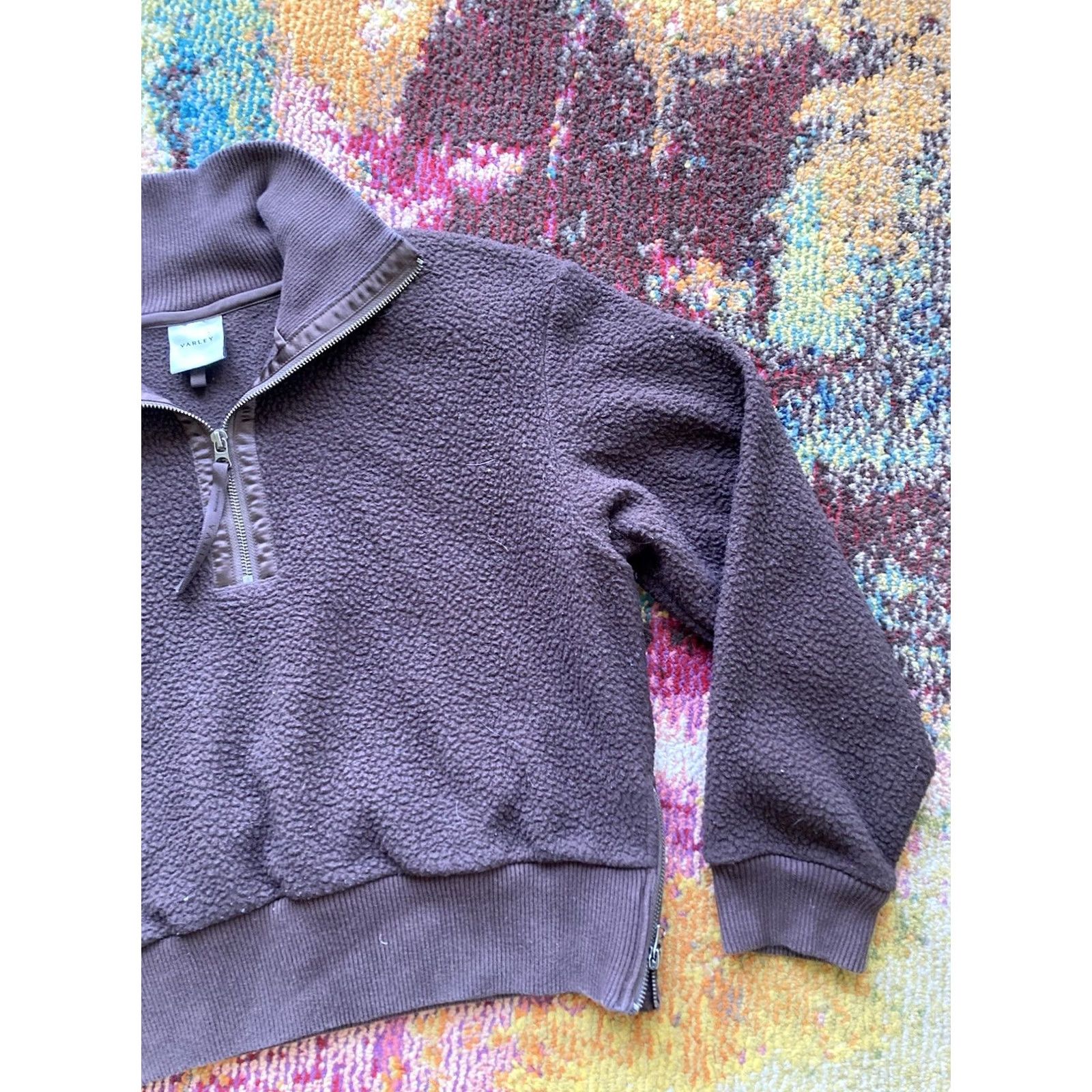 Varley Varley Sweater Fleece Pullover Brown M Long Sleeve 1/2 Zip Cropped Soft Piled Casual Size M / US 6-8 / IT 42-44 - 3 Thumbnail