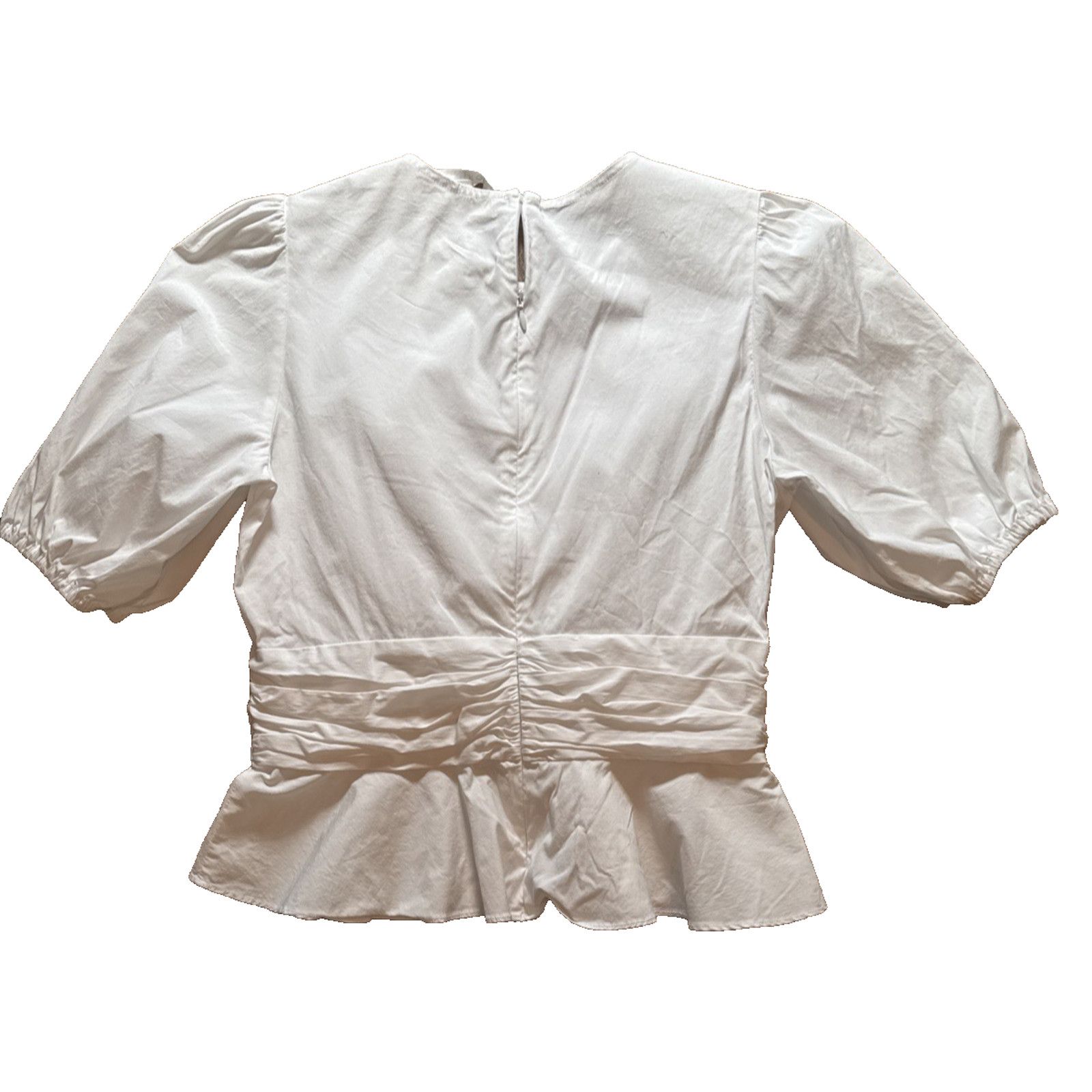 Veronica Beard Veronica Beard Arvilla Crisscross Peplum Top White Womens 2 Size XS / US 0-2 / IT 36-38 - 3 Thumbnail