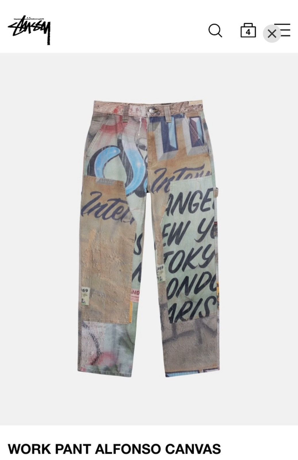 32 STUSSY WORK PANT ALFONSO CANVAS