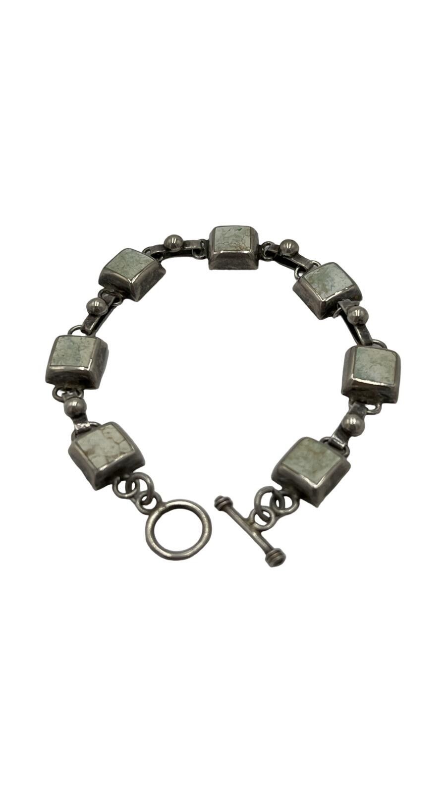 Other Mexico Sterling Silver Magnasite Panel Links Bracelet Size ONE SIZE - 4 Thumbnail