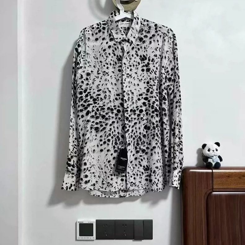 Saint Laurent Paris Saint Laurent Ink Blot Silk Shirt Size 38 Size US M / EU 48-50 / 2 - 1 Thumbnail