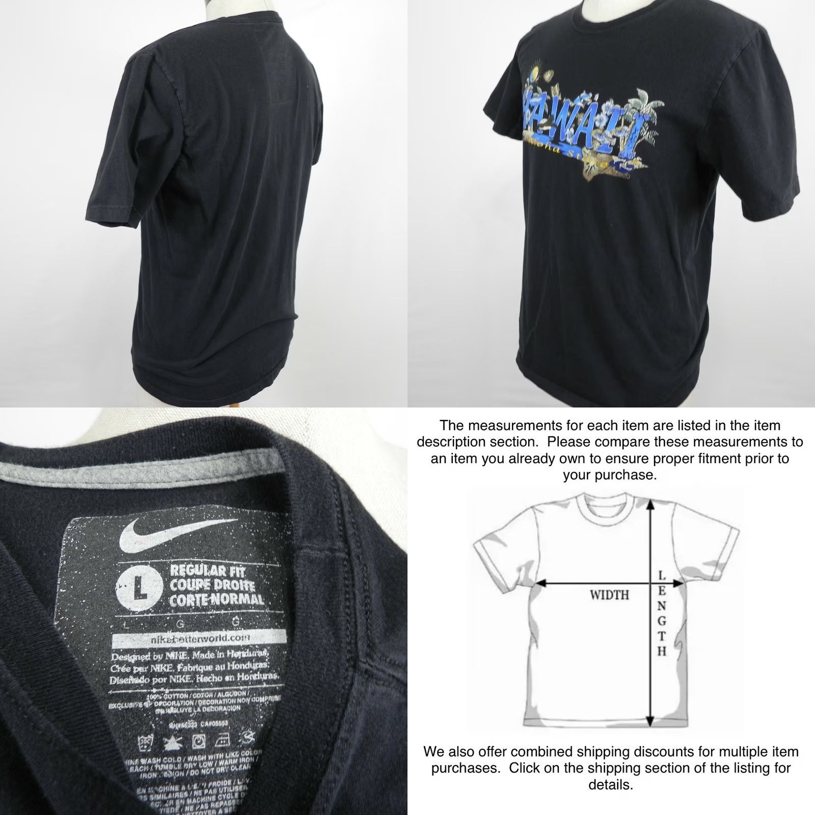 Nike Nike Shirt Mens L Black Regular Fit Tee Short Sleeve Hawaii Aloha State Size US L / EU 52-54 / 3 - 8 Thumbnail