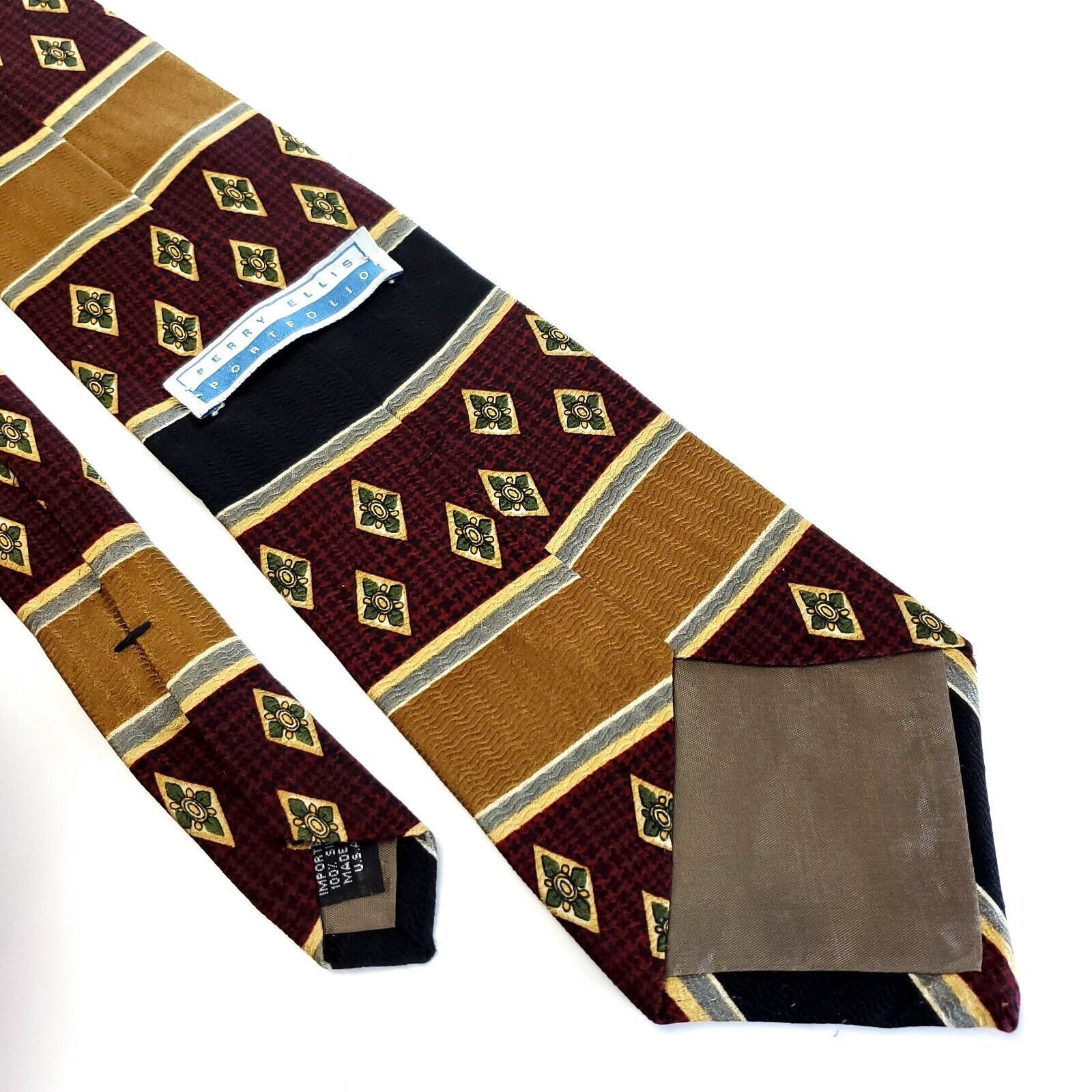 Perry Ellis Perry Ellis Portfolio Maroon Red Tan Black Abstract Print Wi Size ONE SIZE - 6 Thumbnail