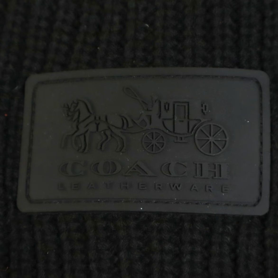 Coach COACH Knit Leather Patch Wool Blend Beanie Black Women's OS Size ONE SIZE - 4 Thumbnail