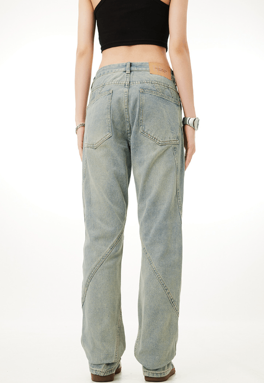 Japanese Brand × Jean Men's retro straight loose stitching street washed jeans Size US 32 / EU 48 - 5 Thumbnail