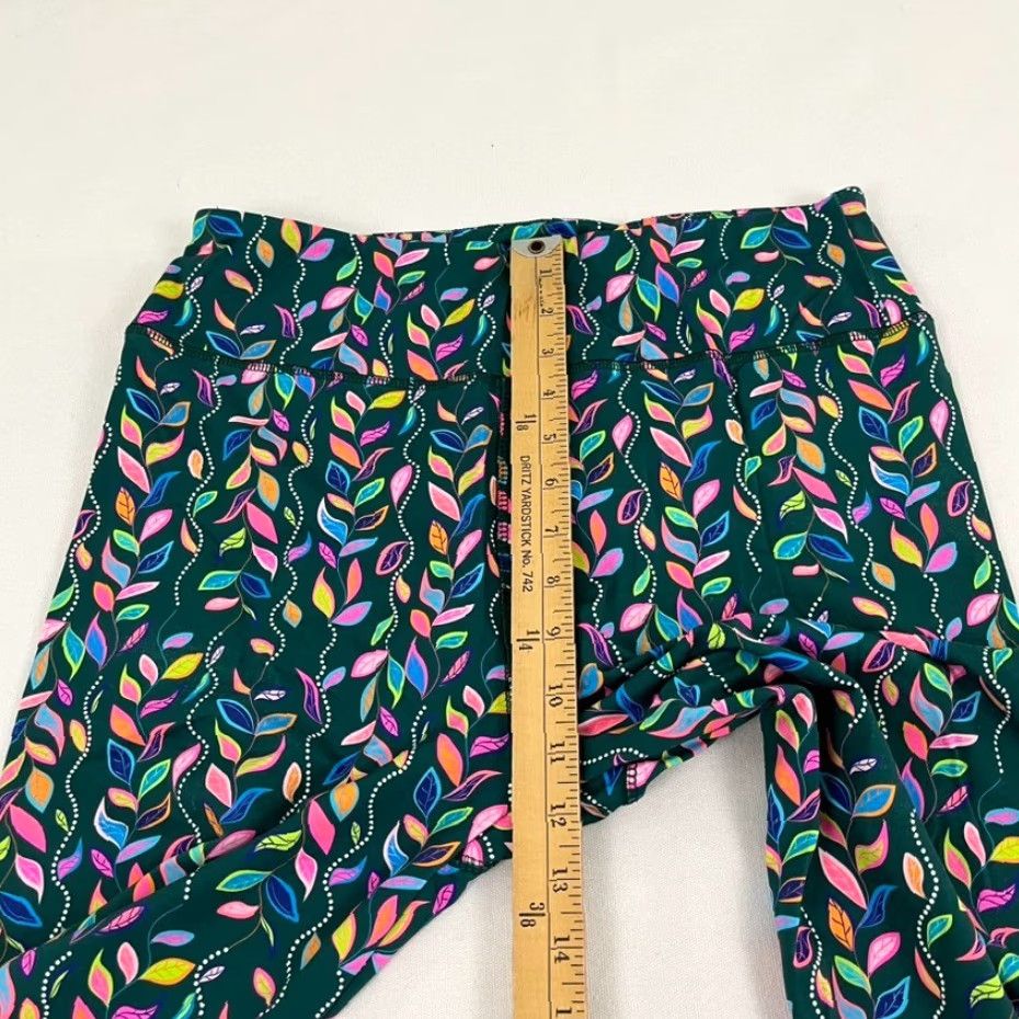 Vintage Lulu B Leggings Women Large Green Floral Active Fitness Stretch Walk Womens Size 36" / US 14 / IT 50 - 7 Thumbnail