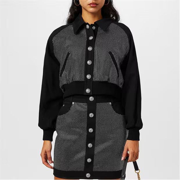 Balmain o1g2r1mq0924 Logo Jacket in Black & Grey Size S / US 4 / IT 40 - 3 Thumbnail