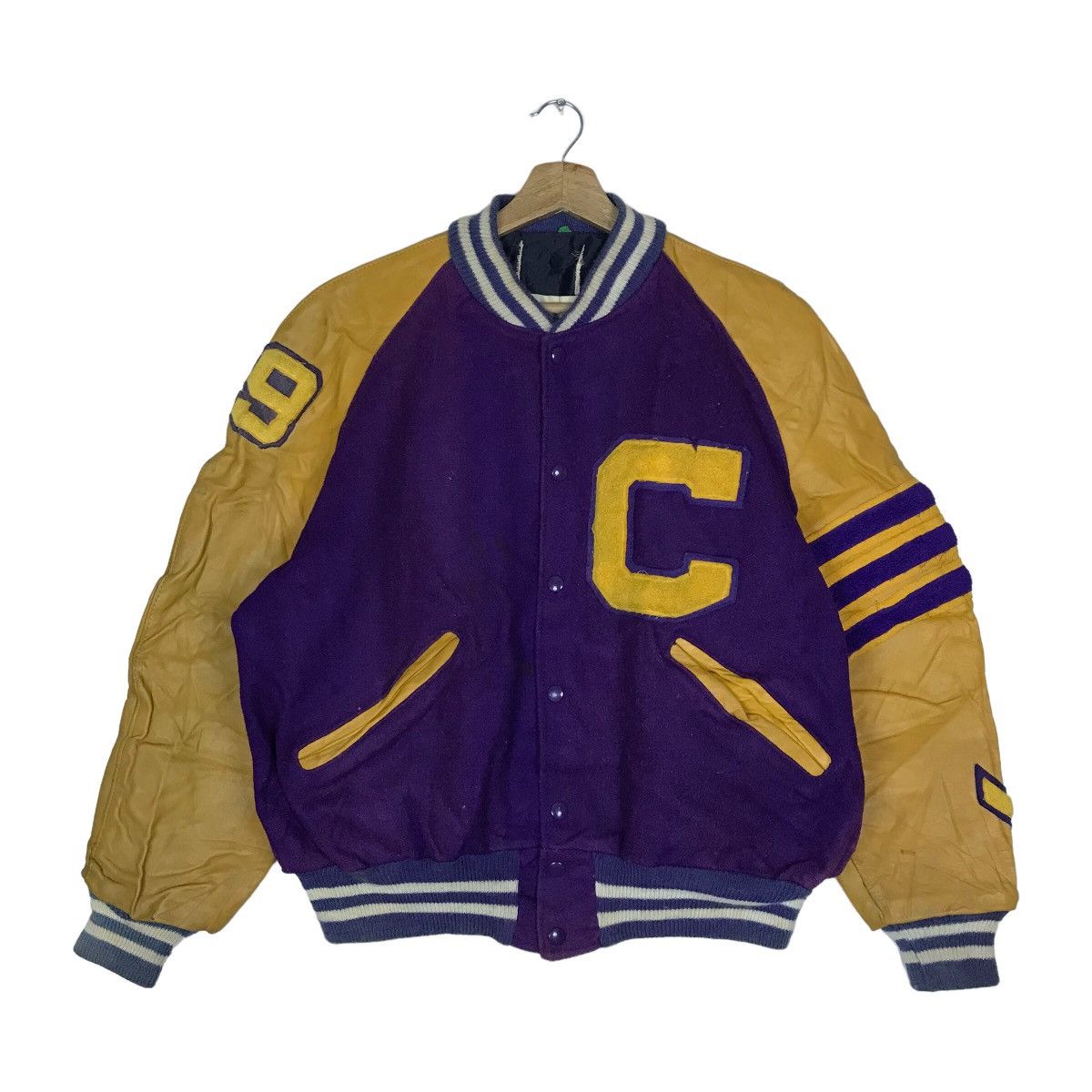 Veste vintage années 90 Varsity Letterman S USA école piste