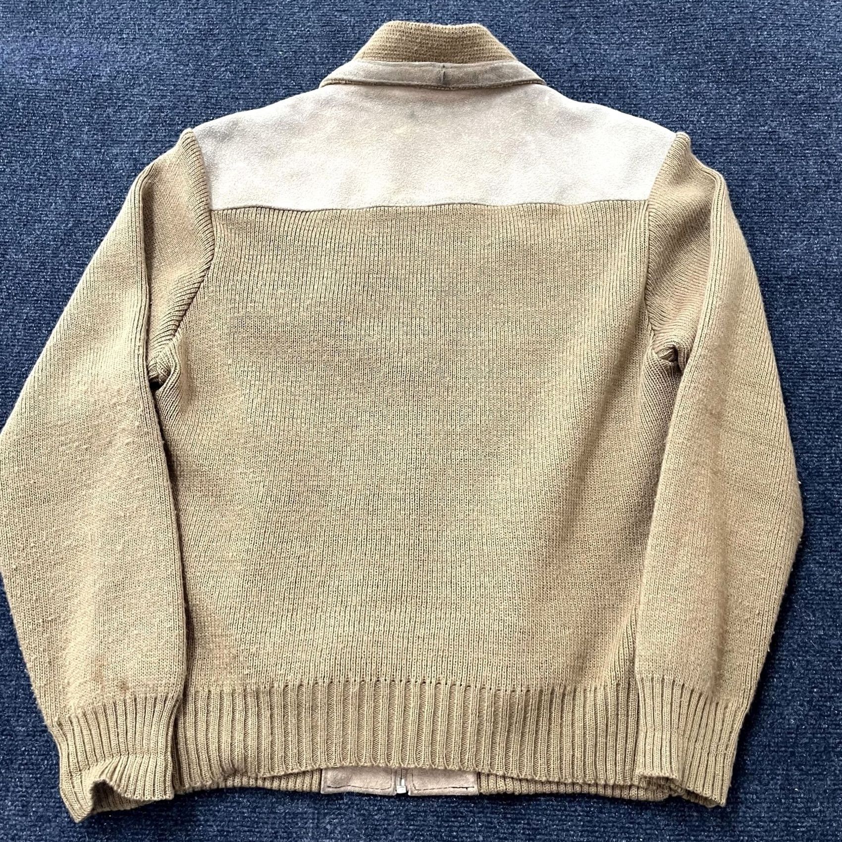 Vintage VINTAGE Bronzini Leather Knit Jacket Mens Large Tan Suede Zip Bomber 80s 90s Size US L / EU 52-54 / 3 - 5 Thumbnail