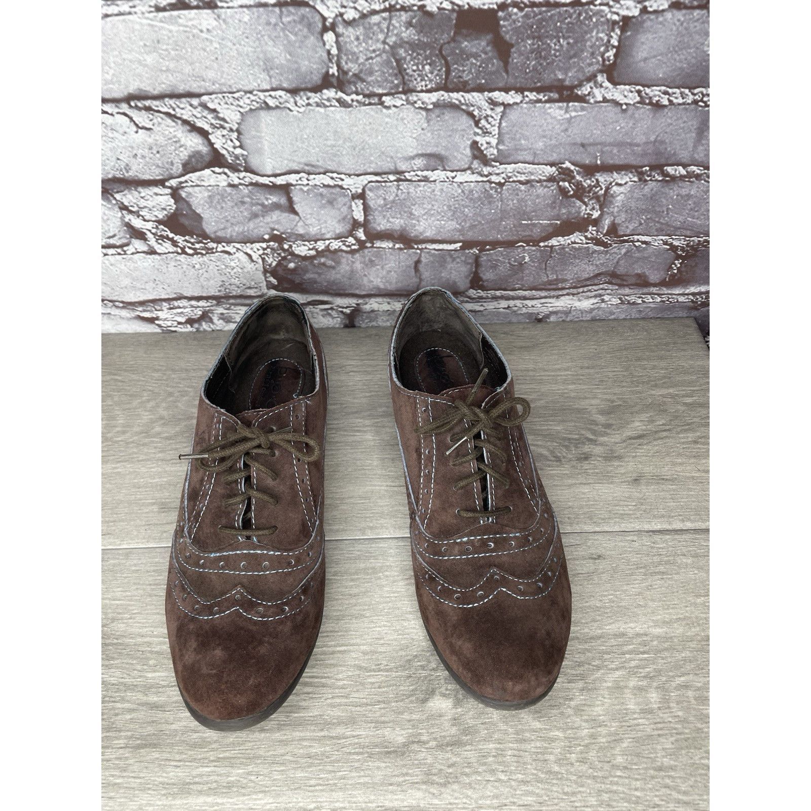 Born Born BOC Suzette Wingtips Shoes Brown Suede Blue Stitching O Size US 8.5 / IT 38.5 - 16 Thumbnail