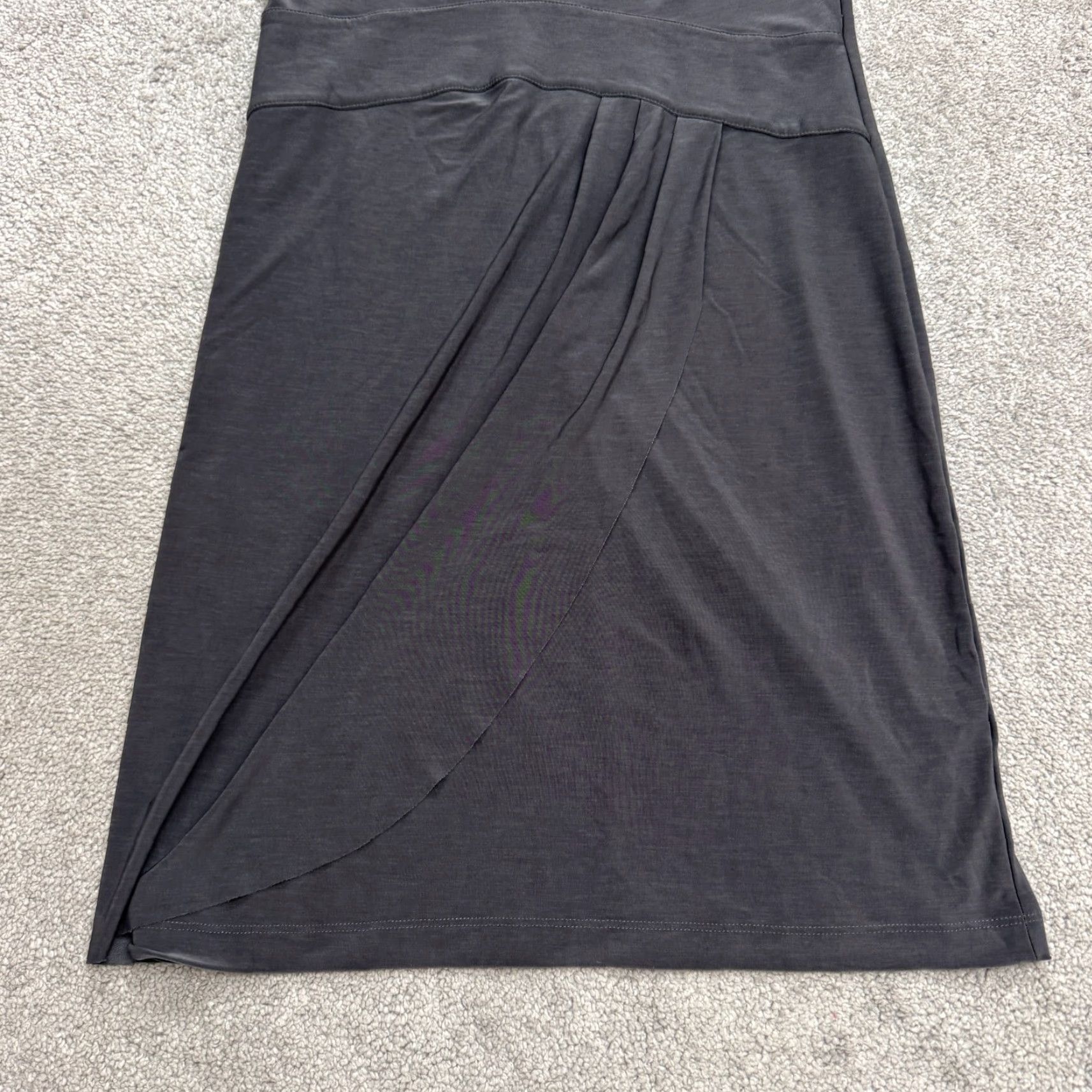 Vintage Komarov Women's Dress Cowl Neck Ruched Asymmetrical Knee Length Gray Large Size L / US 10 / IT 46 - 5 Thumbnail