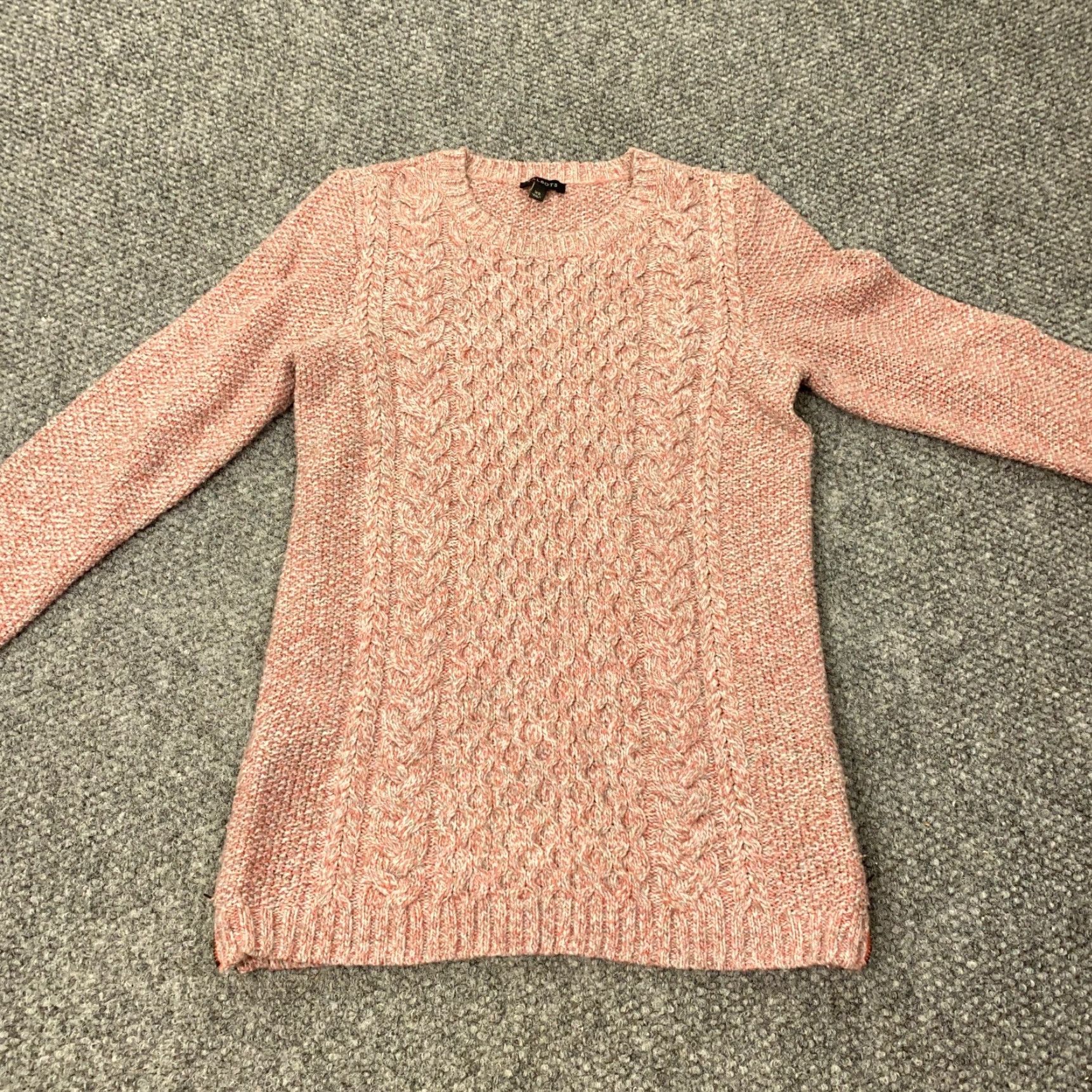 Talbots Talbots Sweater Womens XS Pink Cable-Knit Merino Wool Blend Crew Neck Long Sleeve Pullover Size XS / US 0-2 / IT 36-38 - 2 Thumbnail