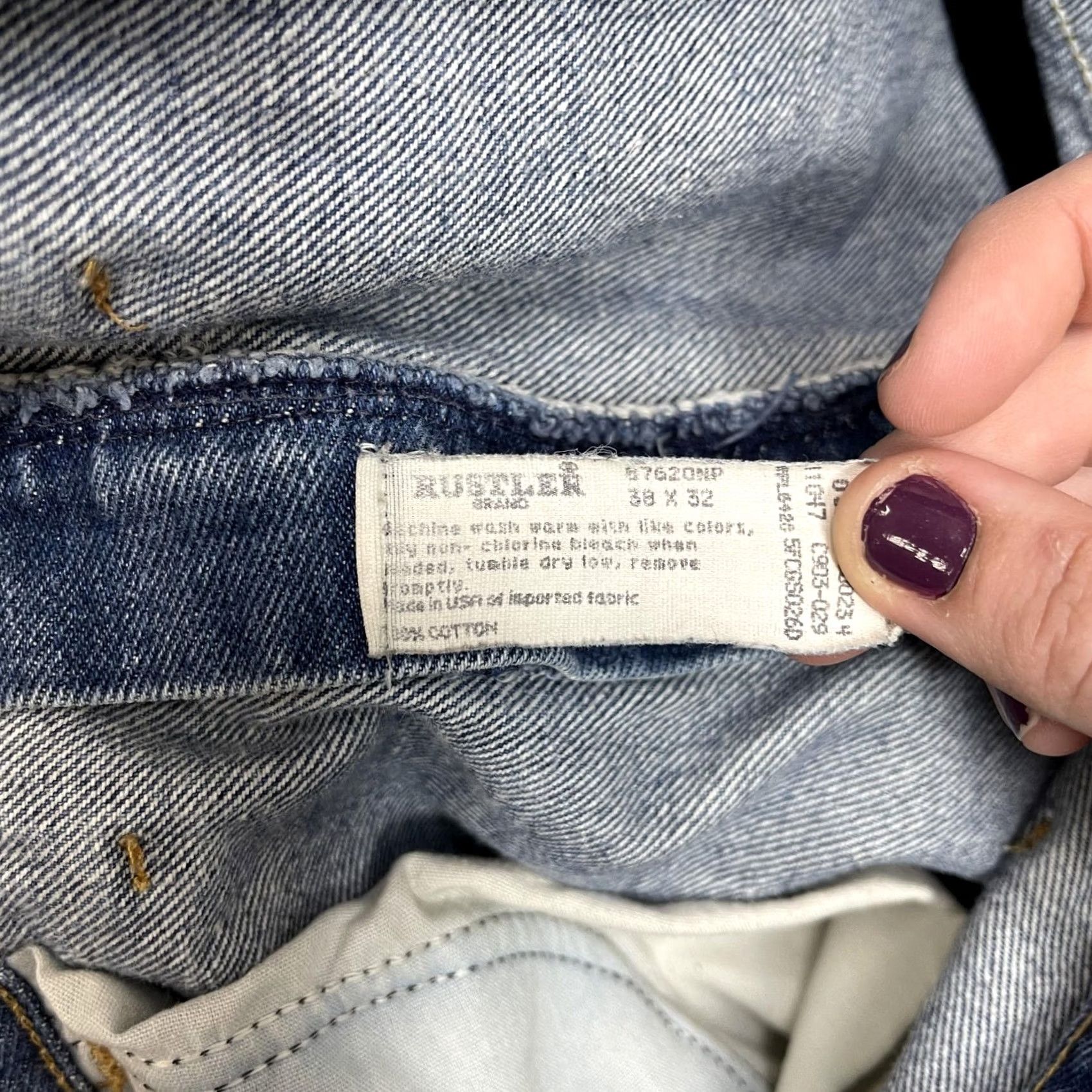 Denime Vintage Rustler Jeans Mens 36x30 Blue Medium Wash Denim Straight Leg USA Casual Mens Size US 36 / EU 52 - 3 Thumbnail