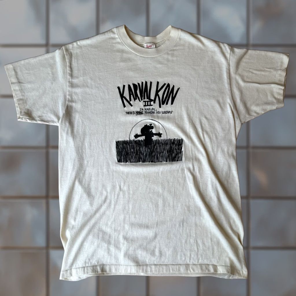 Vintage Vintage Scarecrow Shirt XL Ivory Cotton 80s USA Logo Short Sleeve Men's T-Shirt Size US XL / EU 56 / 4 - 1 Thumbnail