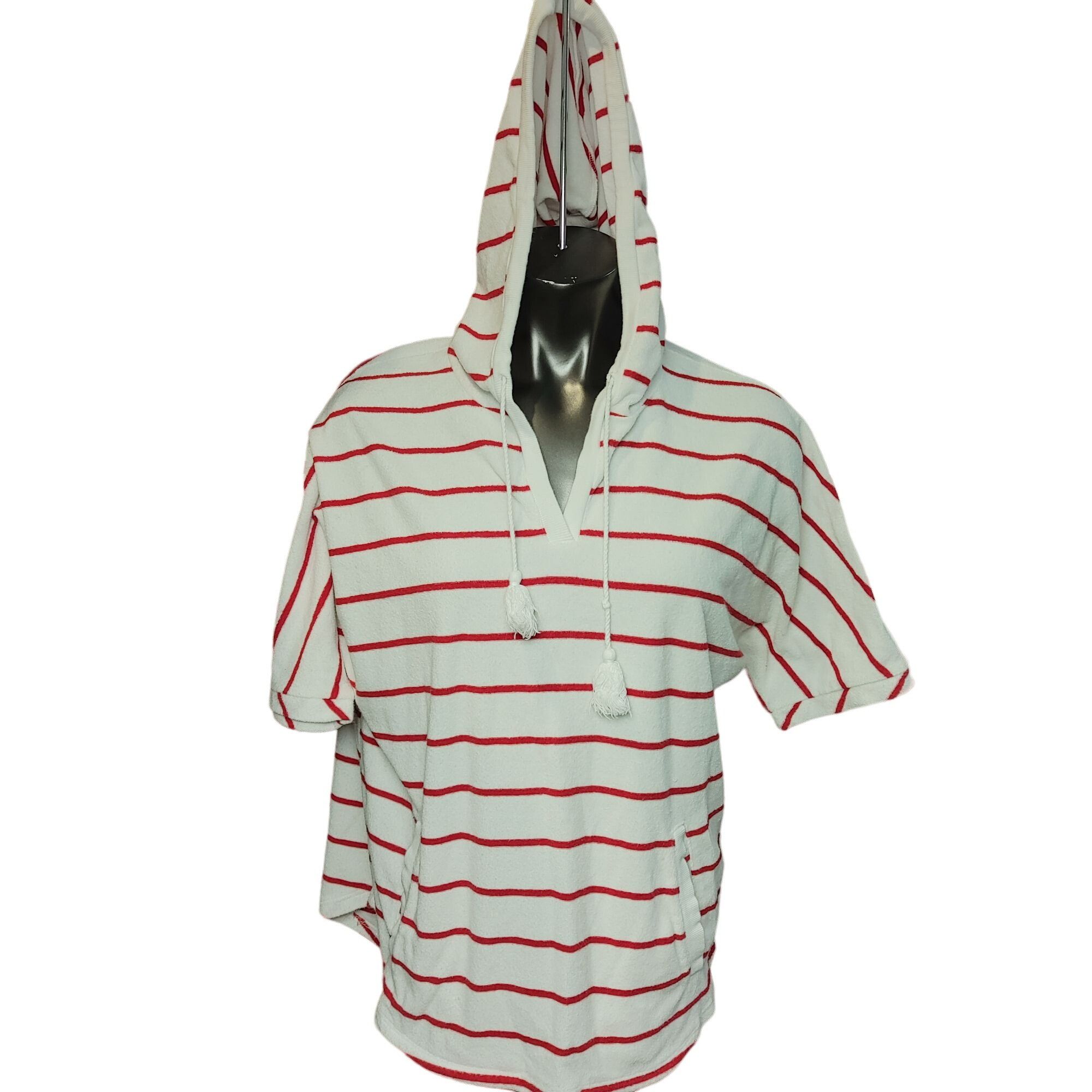 Other Cable & Gauge Women's White/Red Stripped Short Sleeve Terry Size L / US 10 / IT 46 - 1 Thumbnail