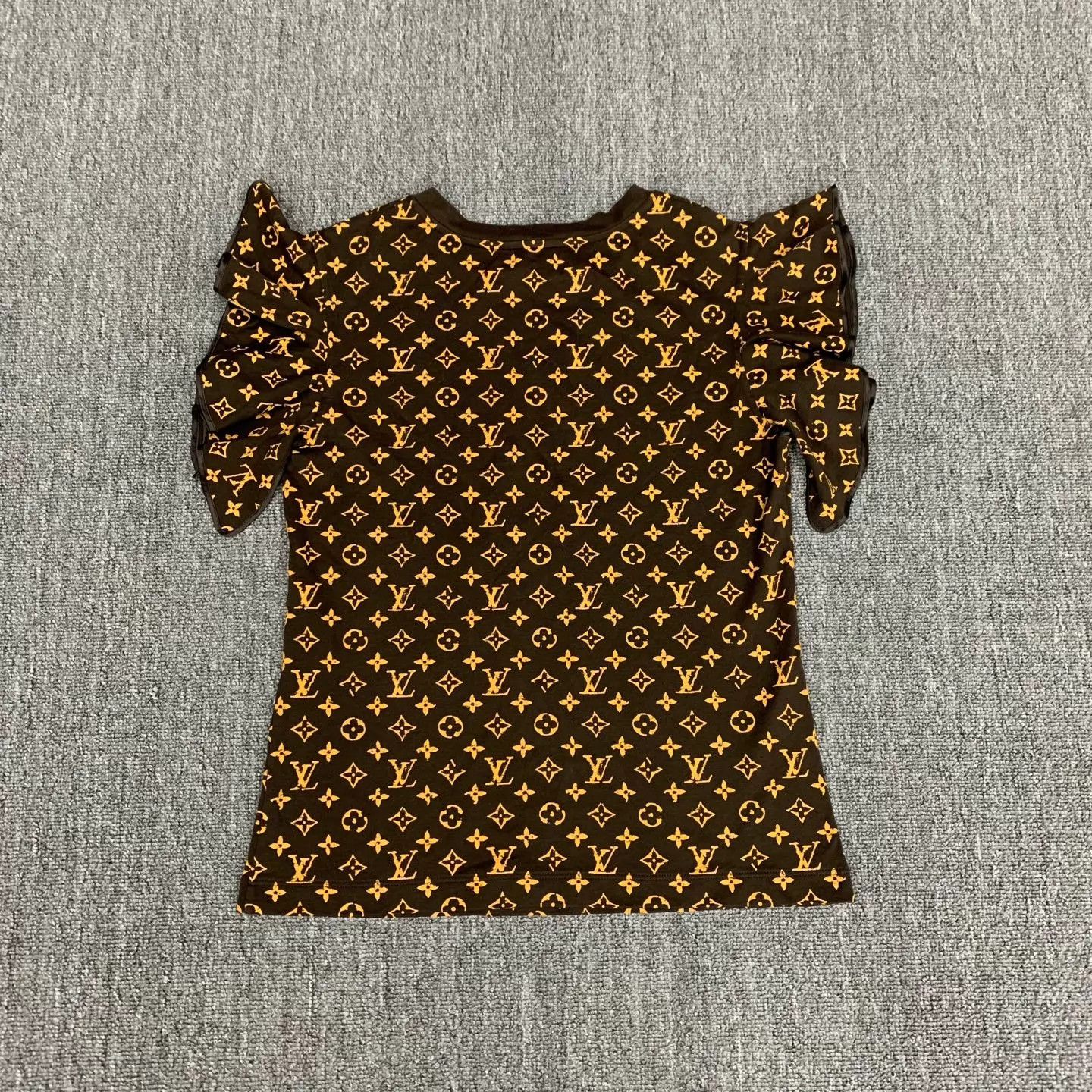 Louis Vuitton LV Brown Monogram Ruffled Short Sleeve Women's XS Size XS / US 0-2 / IT 36-38 - 2 Thumbnail