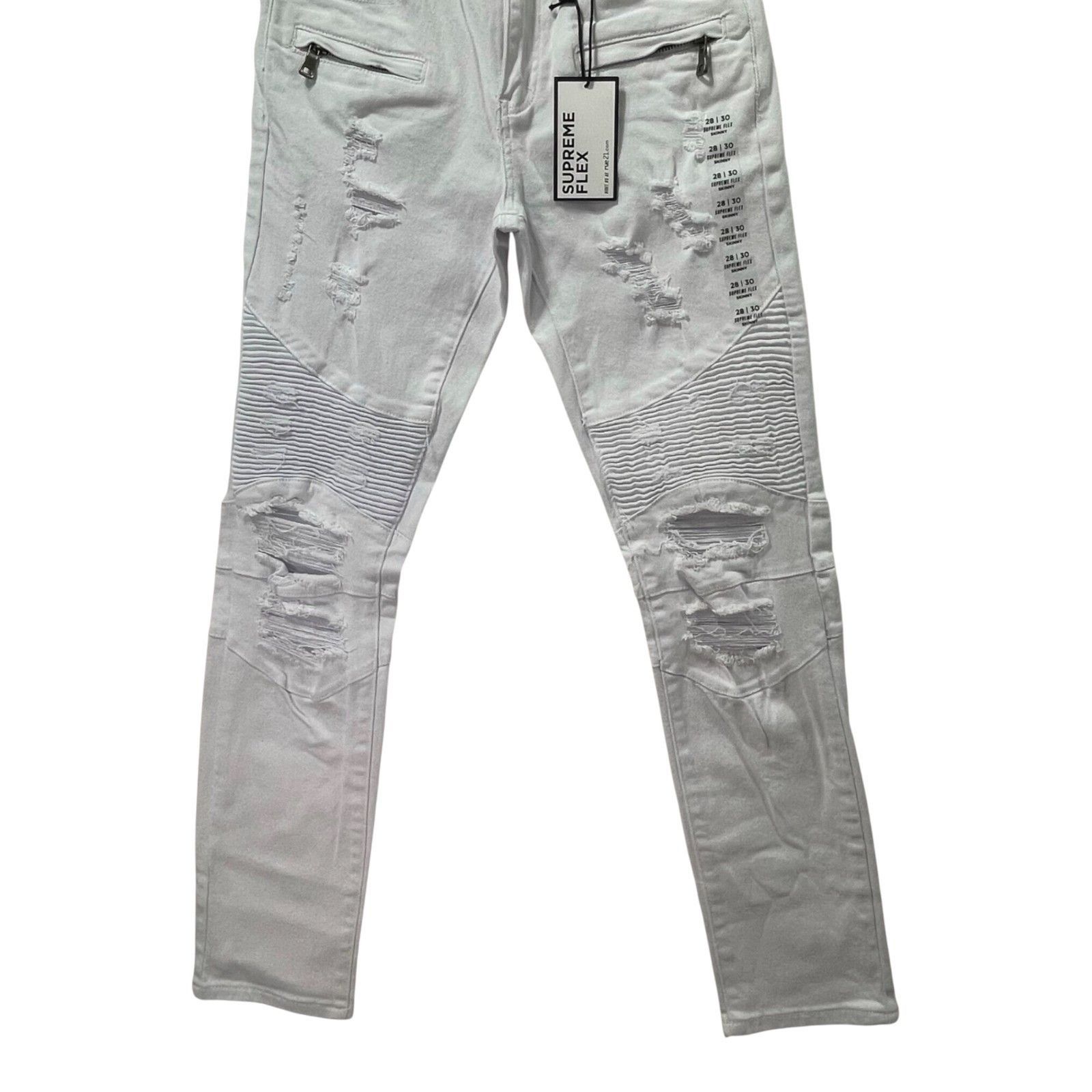 rue21 Rue 21 - Men's Supreme Flex Skinny Jeans Distressed - White Size US 28 / EU 44 - 13 Thumbnail