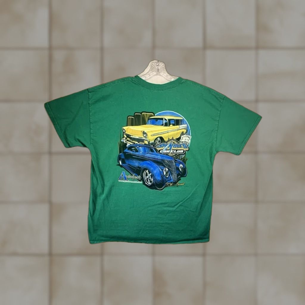 Gildan VINTAGE Car Club T-Shirt Adult XL Green Cotton Retro Cars 35th Annual Autofest Chevy Size US XL / EU 56 / 4 - 1 Thumbnail