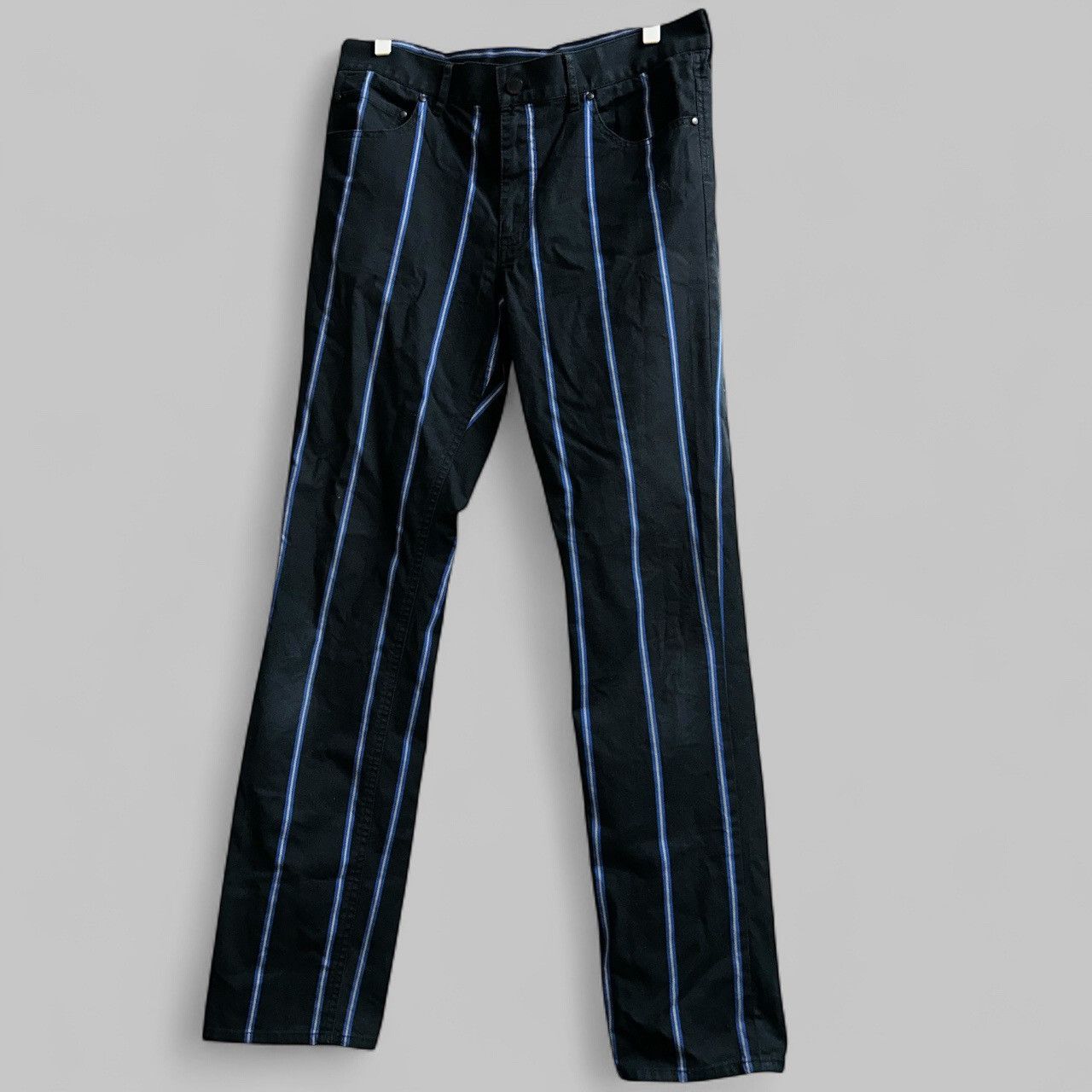 Fred Perry Striped Blue Britpop Pants Size US 33 - 2 Thumbnail