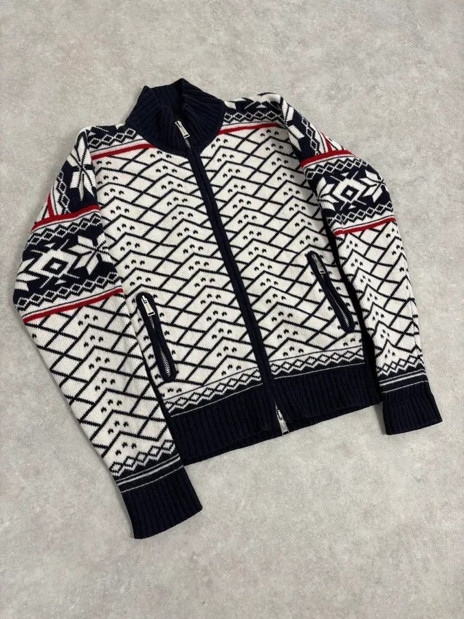 Dsquared2 FW2008 Dsquared2 Navy & White Wool Geometric Knit Zip-up Sweater Size US M / EU 48-50 / 2 - 4 Thumbnail