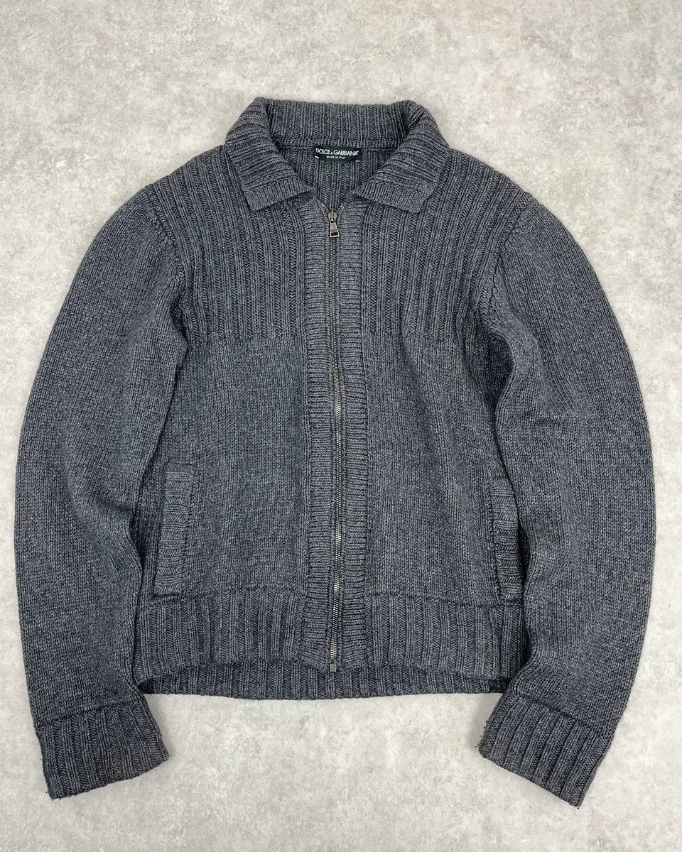 Dolce & Gabbana 2000s Dolce & Gabbana Grey Wool Minimalist Zip-up Sweater Size US L / EU 52-54 / 3 - 1 Thumbnail