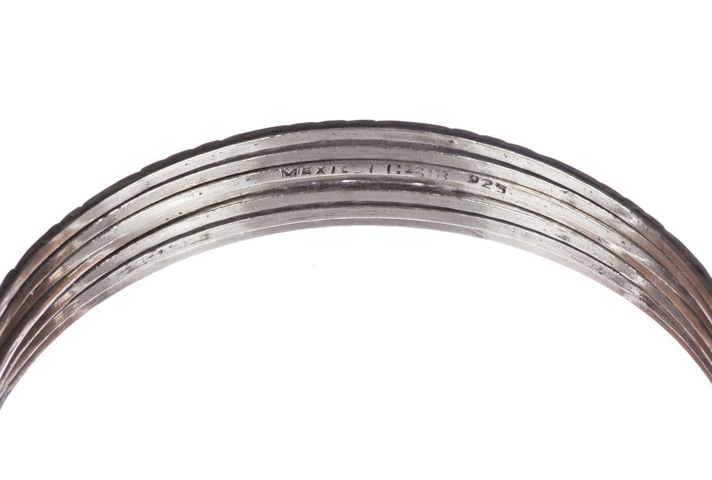 Sterling Silver Mexican Etched Sterling Silver Bangle Set Size ONE SIZE - 4 Thumbnail
