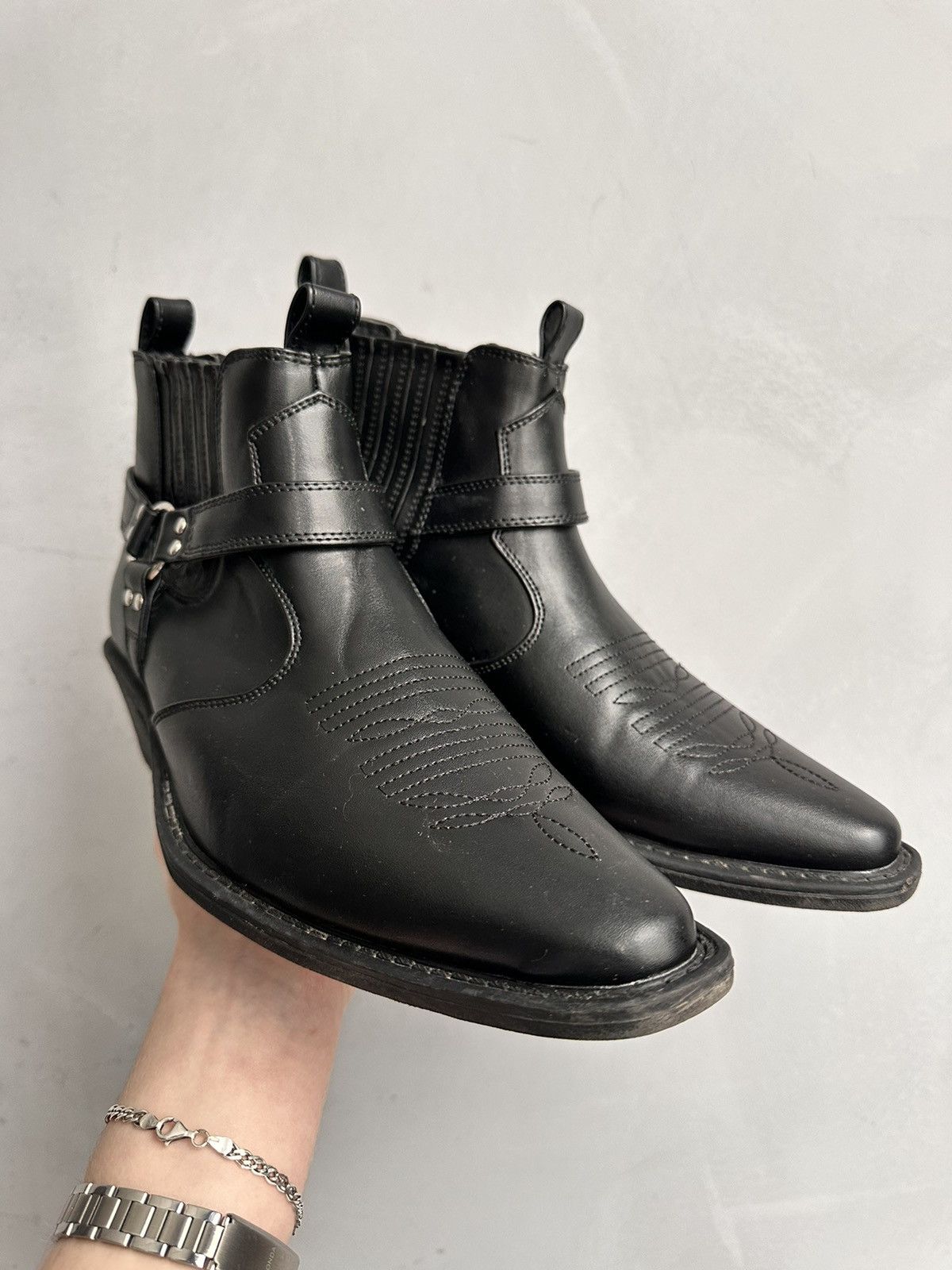 Western Rise VINTAGE BOOTS LEATHER AS 98 COWBOYS GUIDI WESTERN STYLE GOA Size US 7.5 / EU 40-41 - 2 Thumbnail