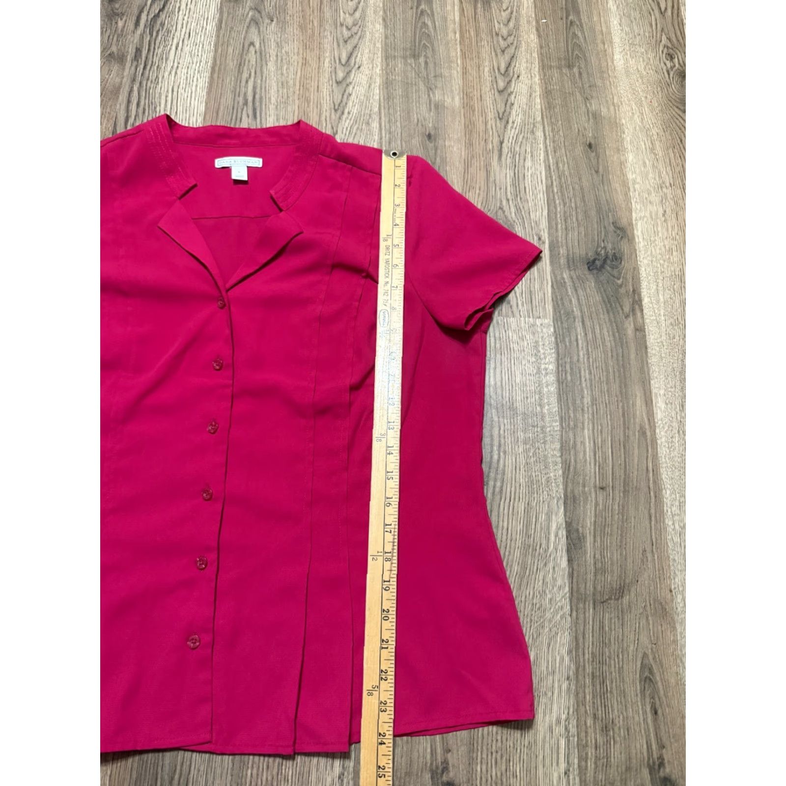 Vintage Dana Buchman Shirt Women L Red Short Sleeve Button-Up Vintage No Size L / US 10 / IT 46 - 7 Thumbnail