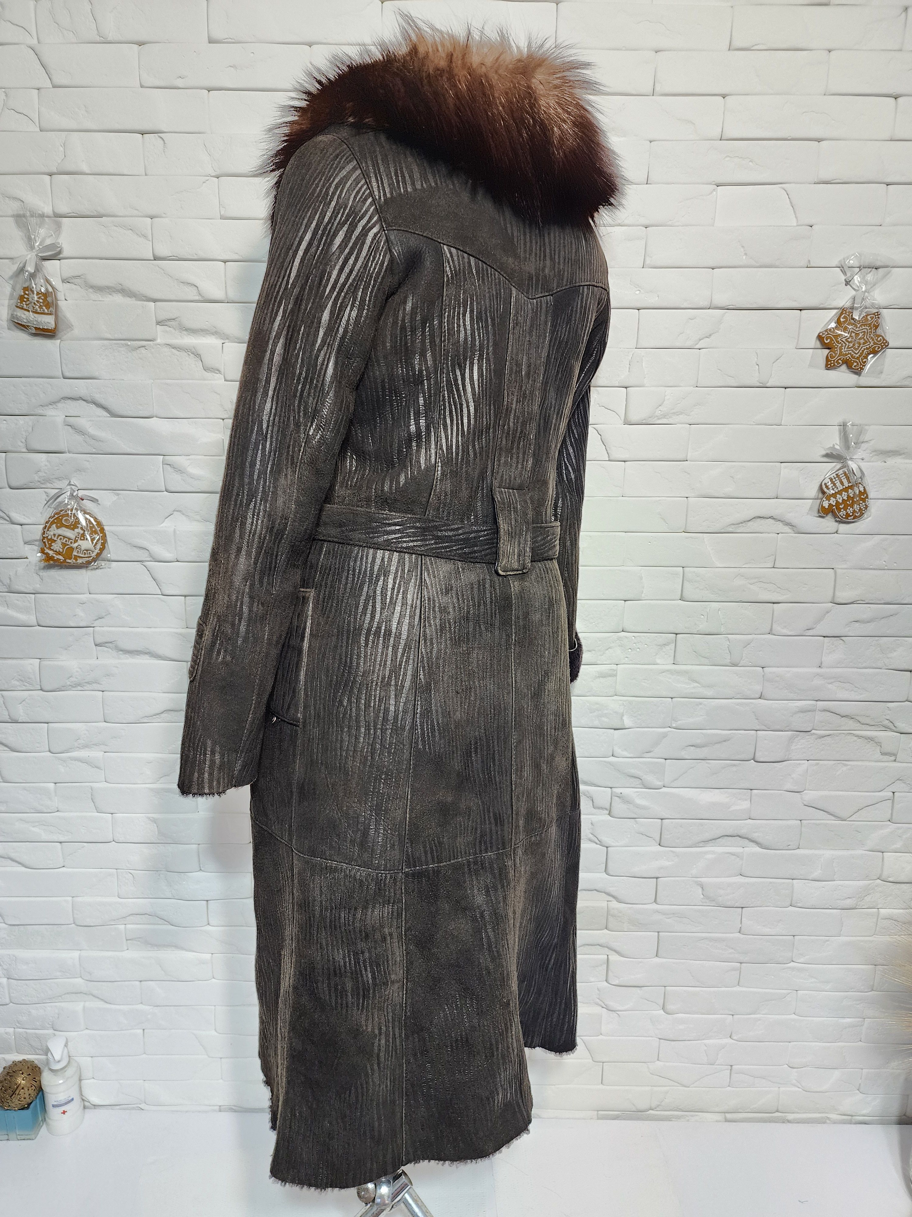 Furla Brown Sheepskin Coat with Fluffy Collar Size S / US 4 / IT 40 - 6 Thumbnail