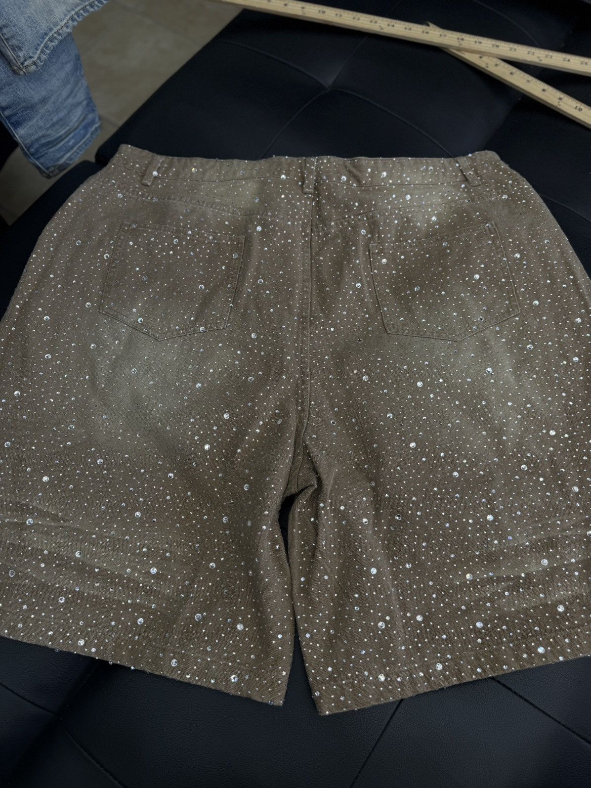 Vale Valley Rhinestone Crystal Shorts Denim Tan Size 40 Size US 40 / EU 56 - 7 Thumbnail