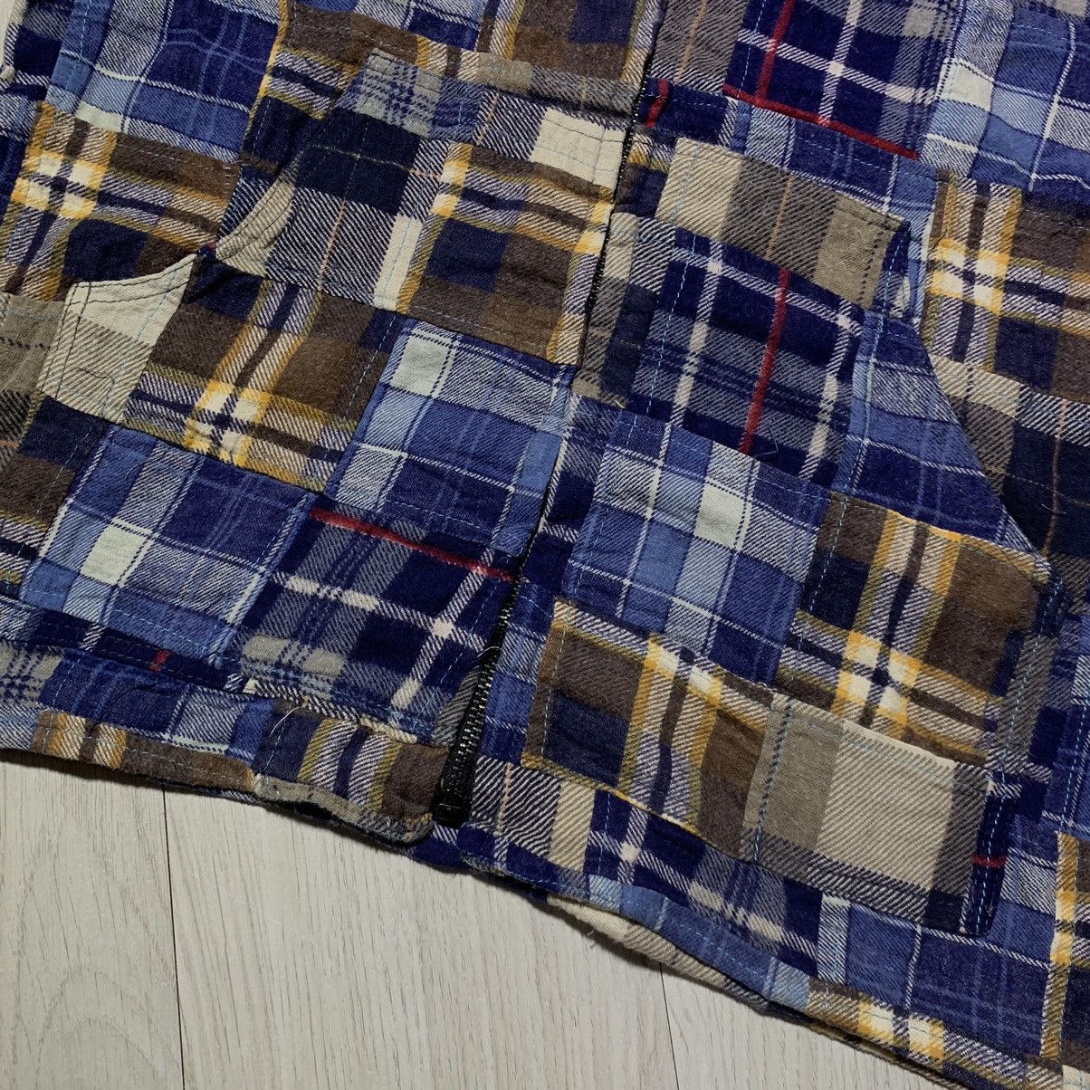 Vintage Vintage Patchwork Flannel Checked Zip Hoodie Size US L / EU 52-54 / 3 - 6 Thumbnail