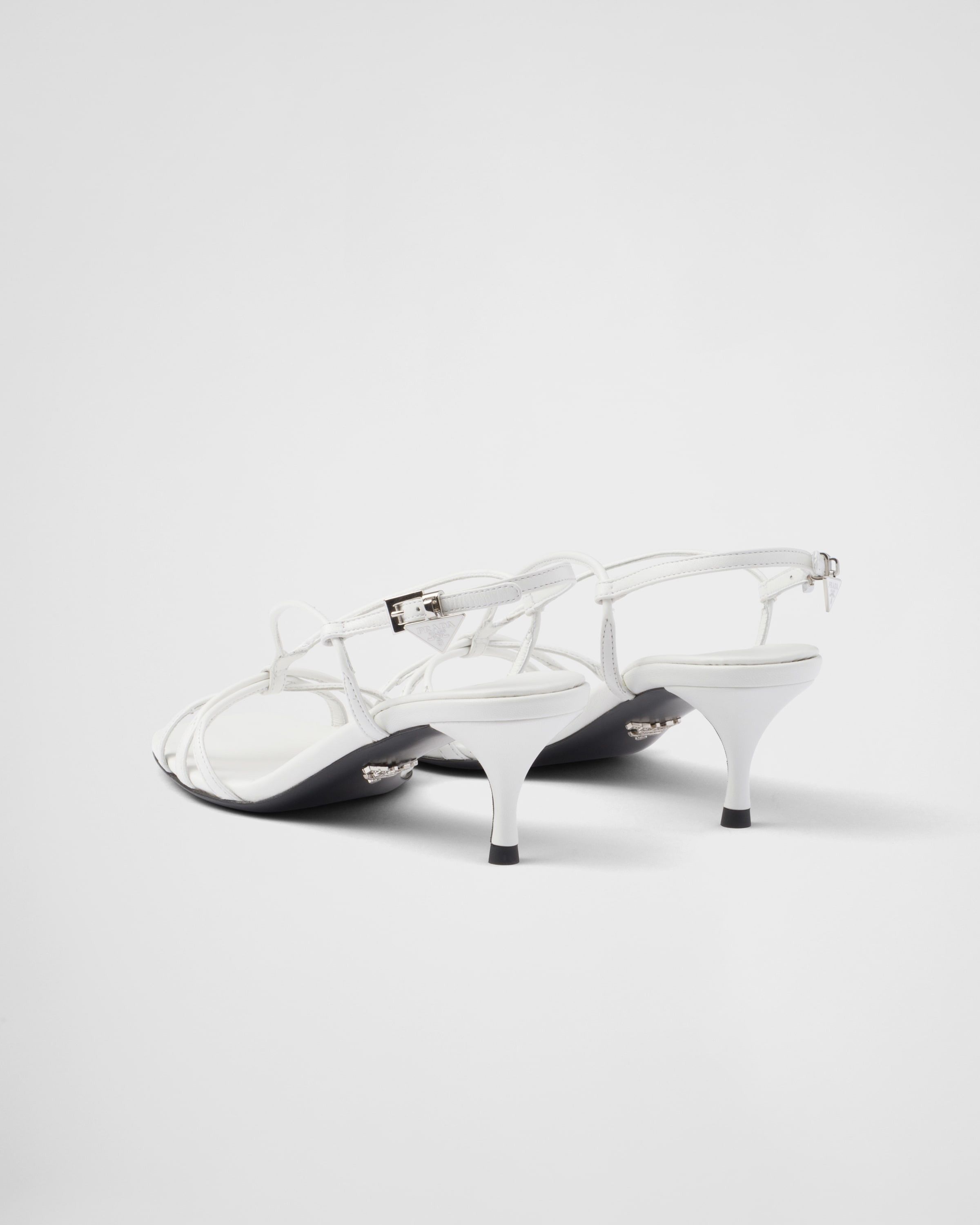 Prada os11x0326 Heeled Leather Sandals in White Size US 7 / IT 37 - 5 Thumbnail