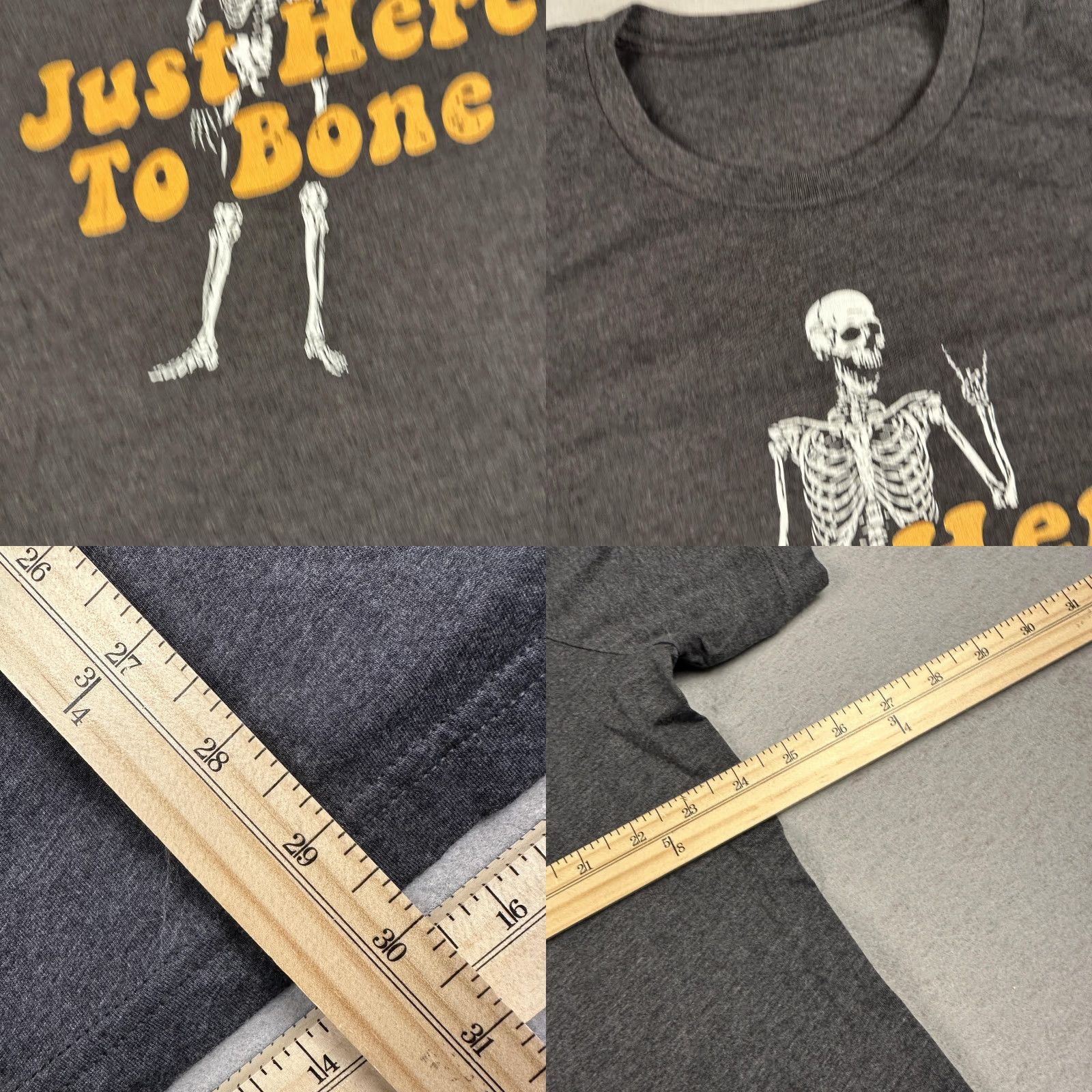 Hereu Just Here To Bone Shirt Adult XL Gray Skeleton Graphic Funny Halloween Tee Mens Size US XL / EU 56 / 4 - 8 Thumbnail