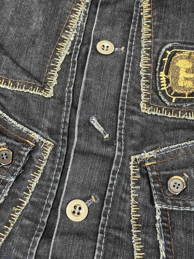 Marithe + Francois Girbaud AW2007 Marithé + François Girbaud Navy Structured Buttoned Patchwork Denim Jacket Size US M / EU 48-50 / 2 - 10 Thumbnail
