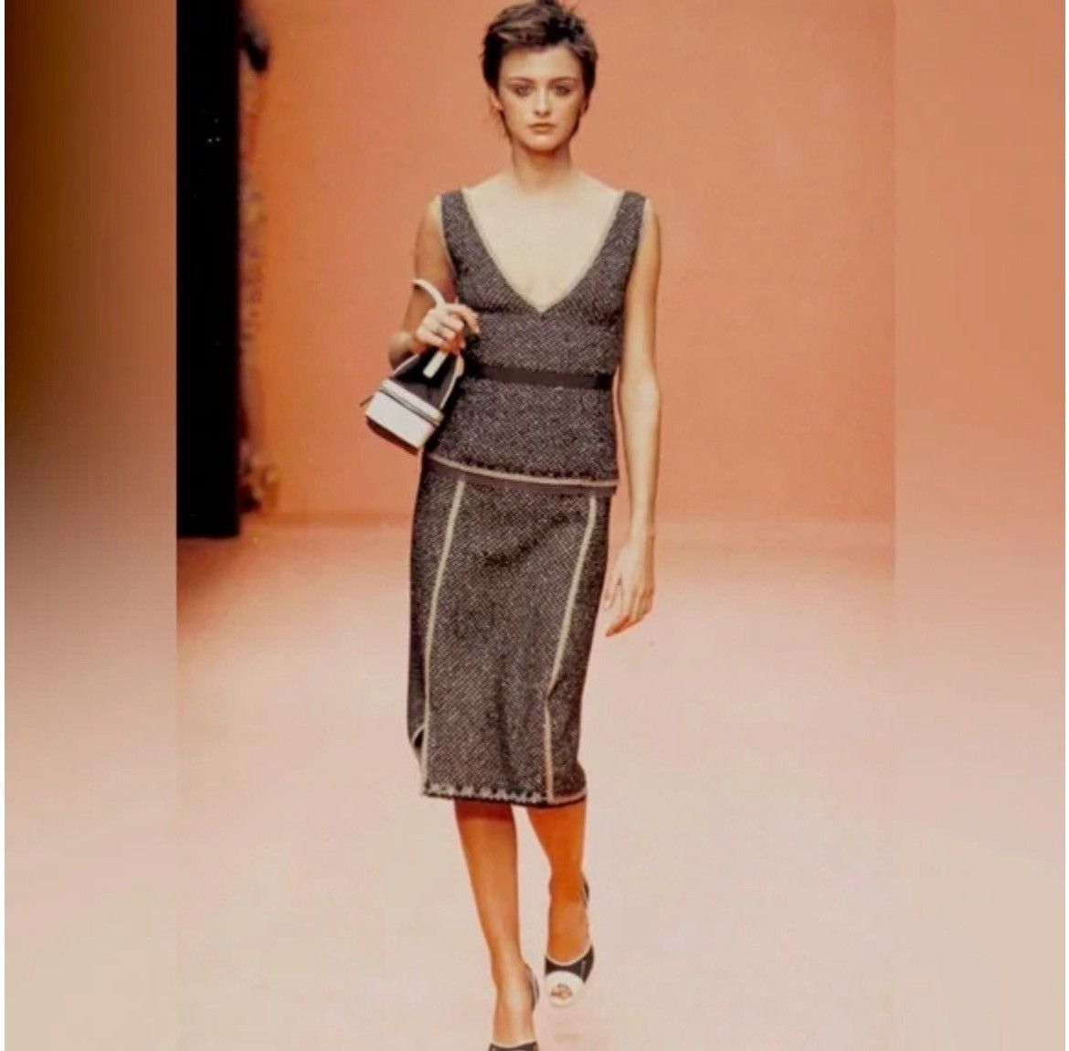 Prada Prada FW/2000 Tweed Slits Wool Knitted Skirts Size 27" / US 4 / IT 40 - 3 Thumbnail