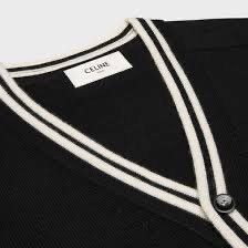 Rare Celine Triomphe logo cardigan black white M Hedi
