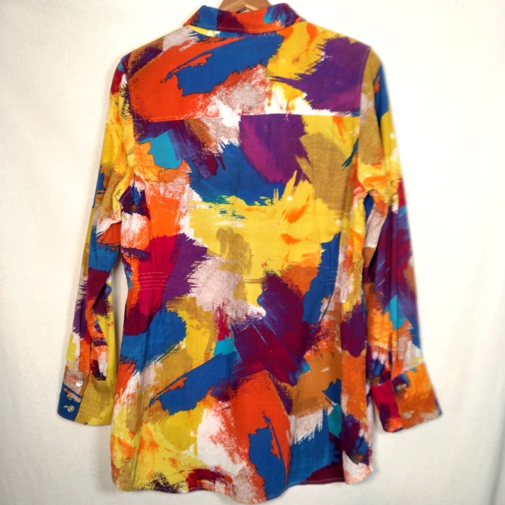 Soft Surroundings SOFT SURROUNDINGS Blouse Shirt Women Medium Multicolor Splash Long Sleeve Button Casual Boho Size M / US 6-8 / IT 42-44 - 2 Thumbnail