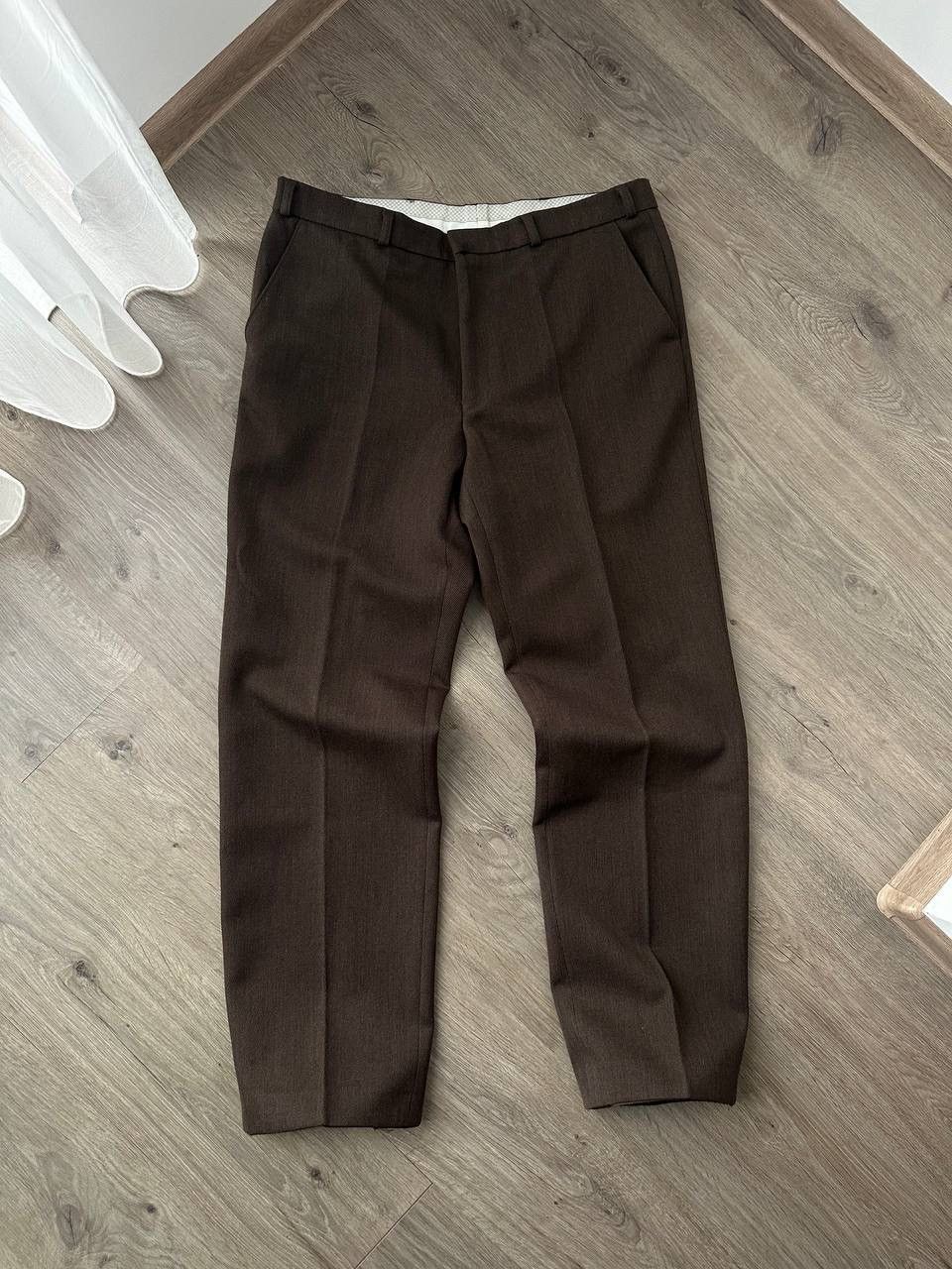 Japanese Brand × Vintage Vintage Antique Japanese Brown Wool Straight Pipes Pants Size 38R - 3 Thumbnail