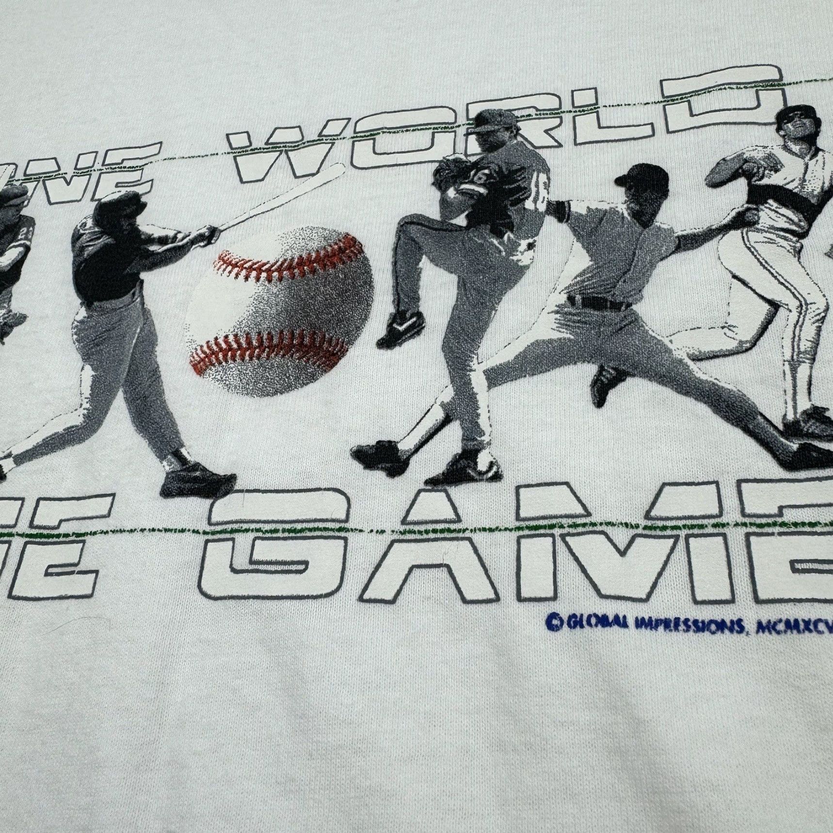 Soffe VINTAGE Soffe Baseball Shirt Men L White 90s Sports One World One Game Crew Neck Short Sleeve Size US L / EU 52-54 / 3 - 3 Thumbnail