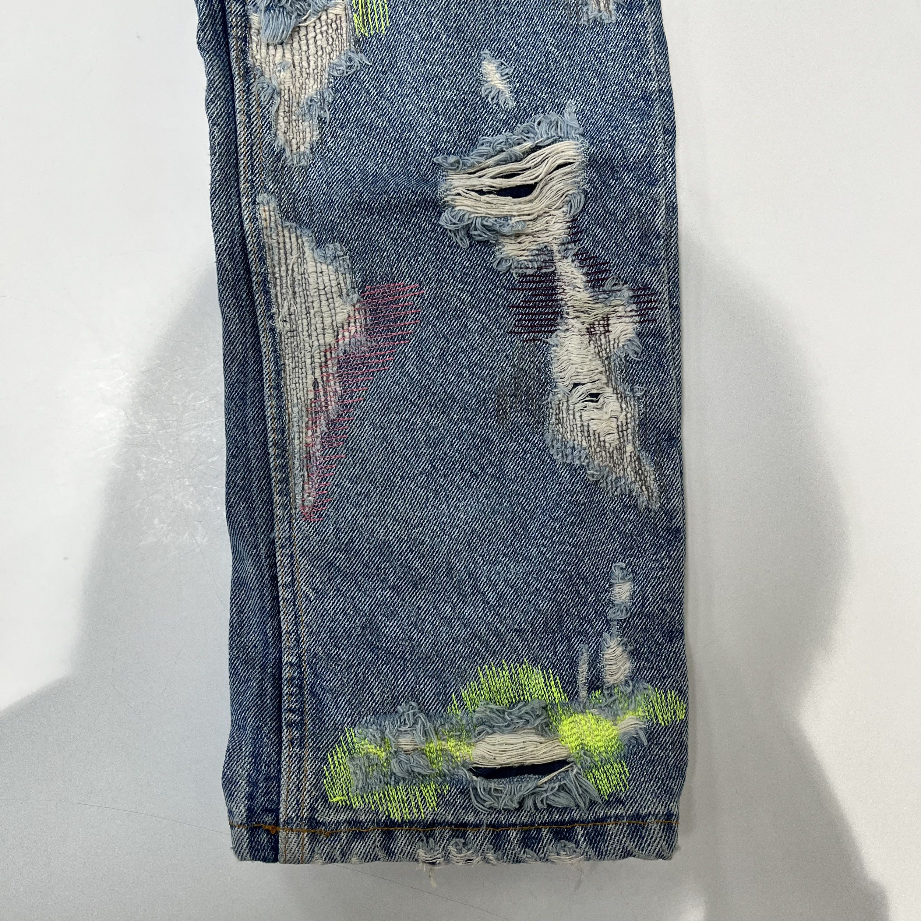 Endless Vlone x Endless Embroidered And Distressed Denim Jeans Blue Size US 32 / EU 48 - 9 Thumbnail