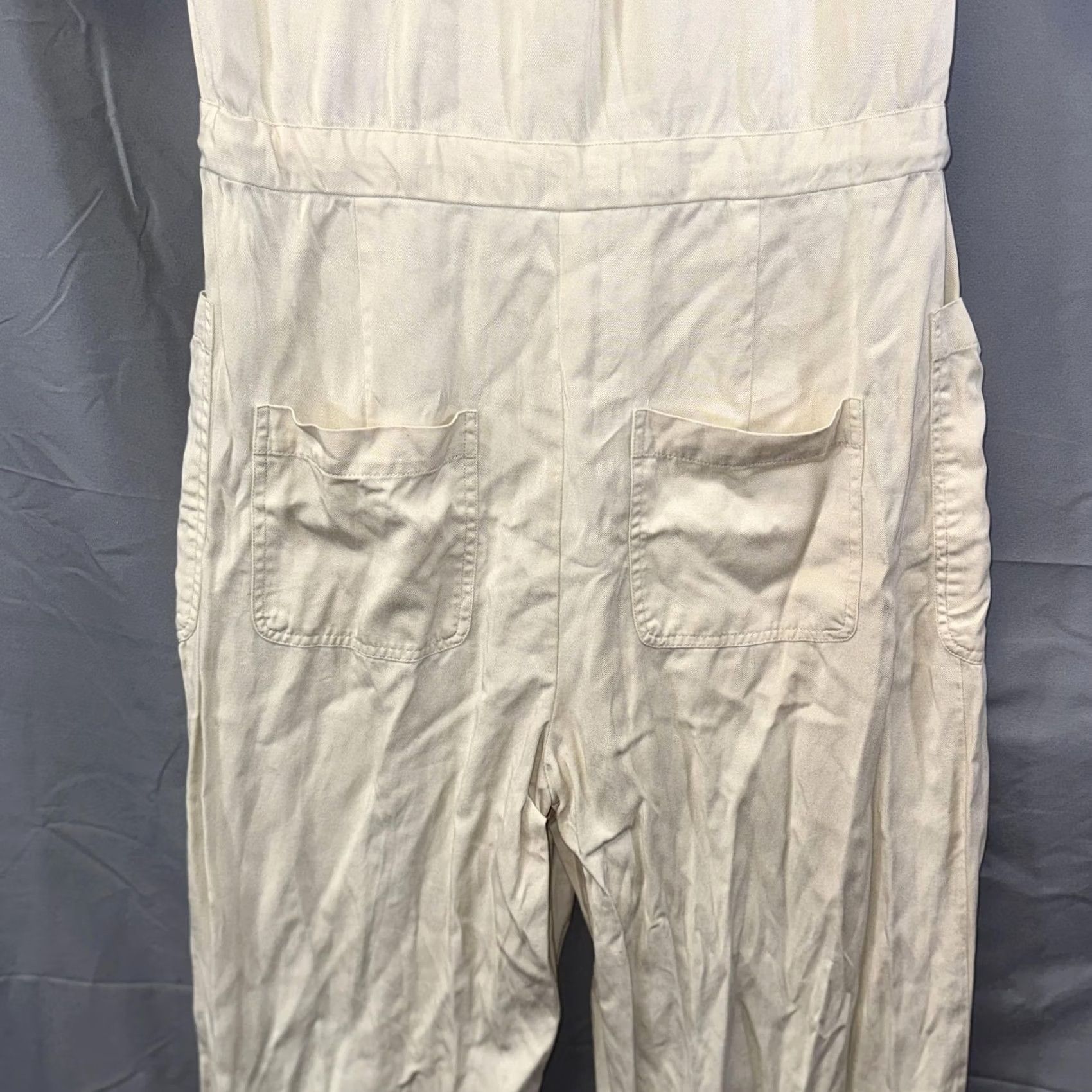 Marine Layer VINTAGE? Marine Layer Jumpsuit Womens Medium Beige Short Sleeve Button Front Utility Size 32" / US 10 / IT 46 - 3 Thumbnail